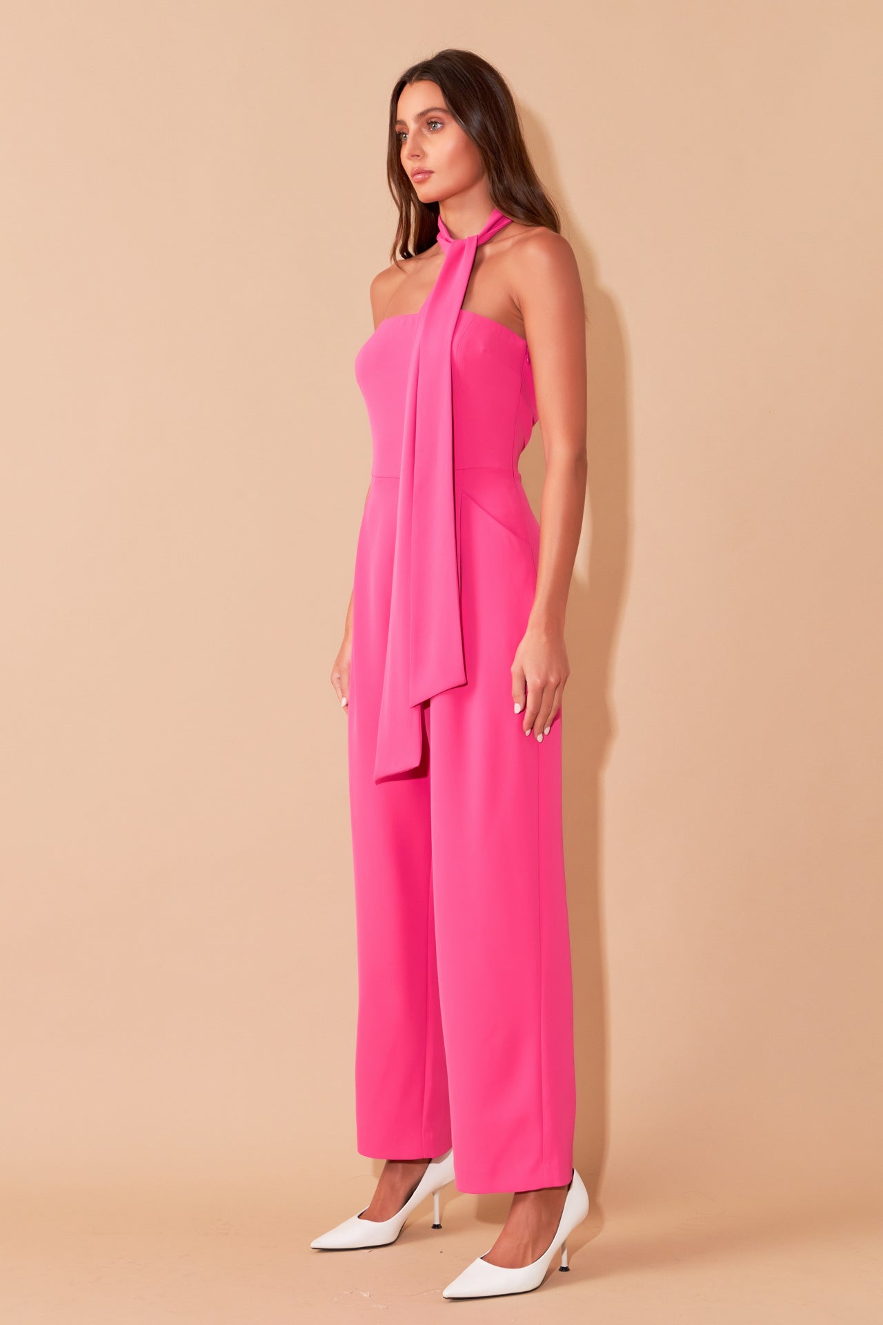 Front Tie Strapless Jumpsuit