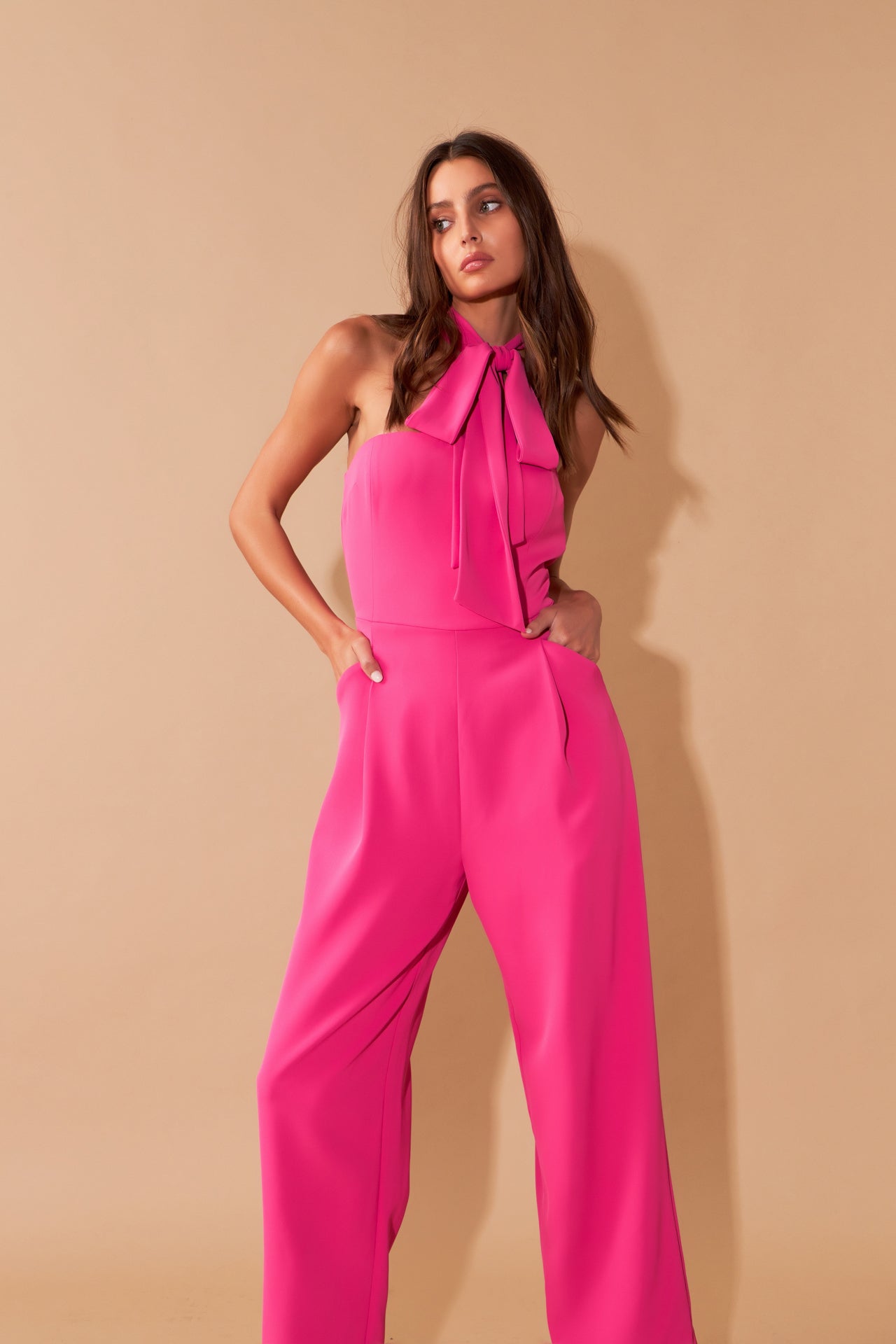 Front Tie Strapless Jumpsuit