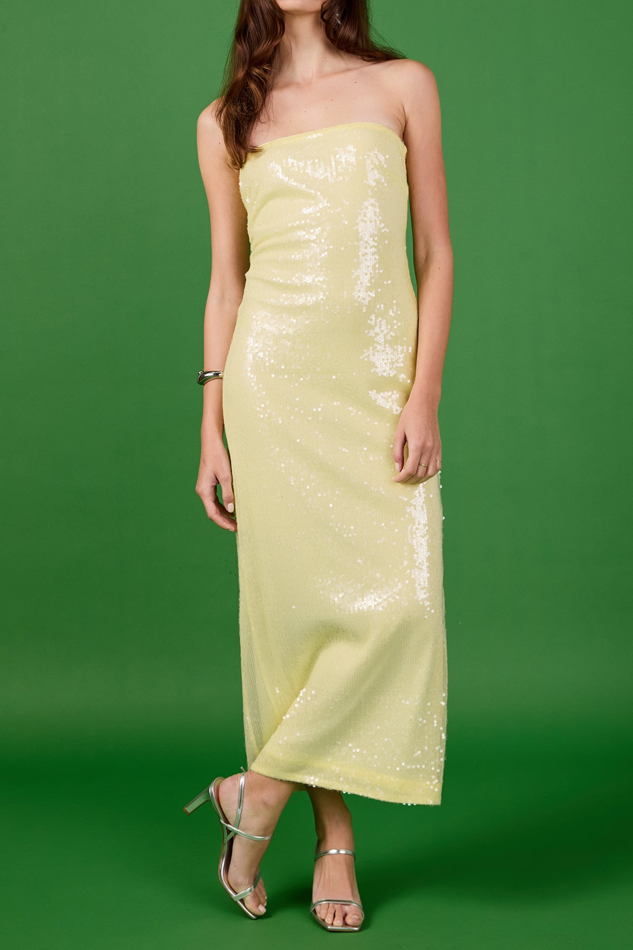 Strapless Sequins Maxi Dress