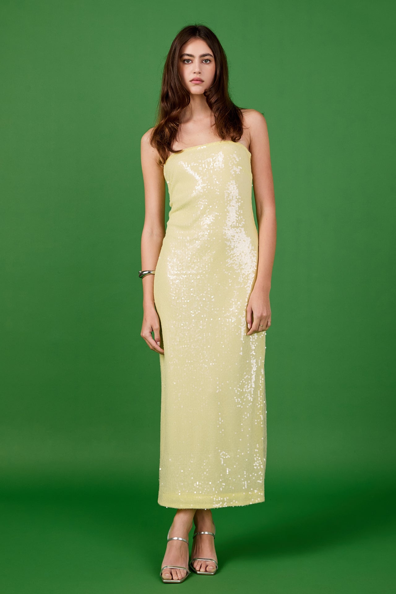 Strapless Sequins Maxi Dress