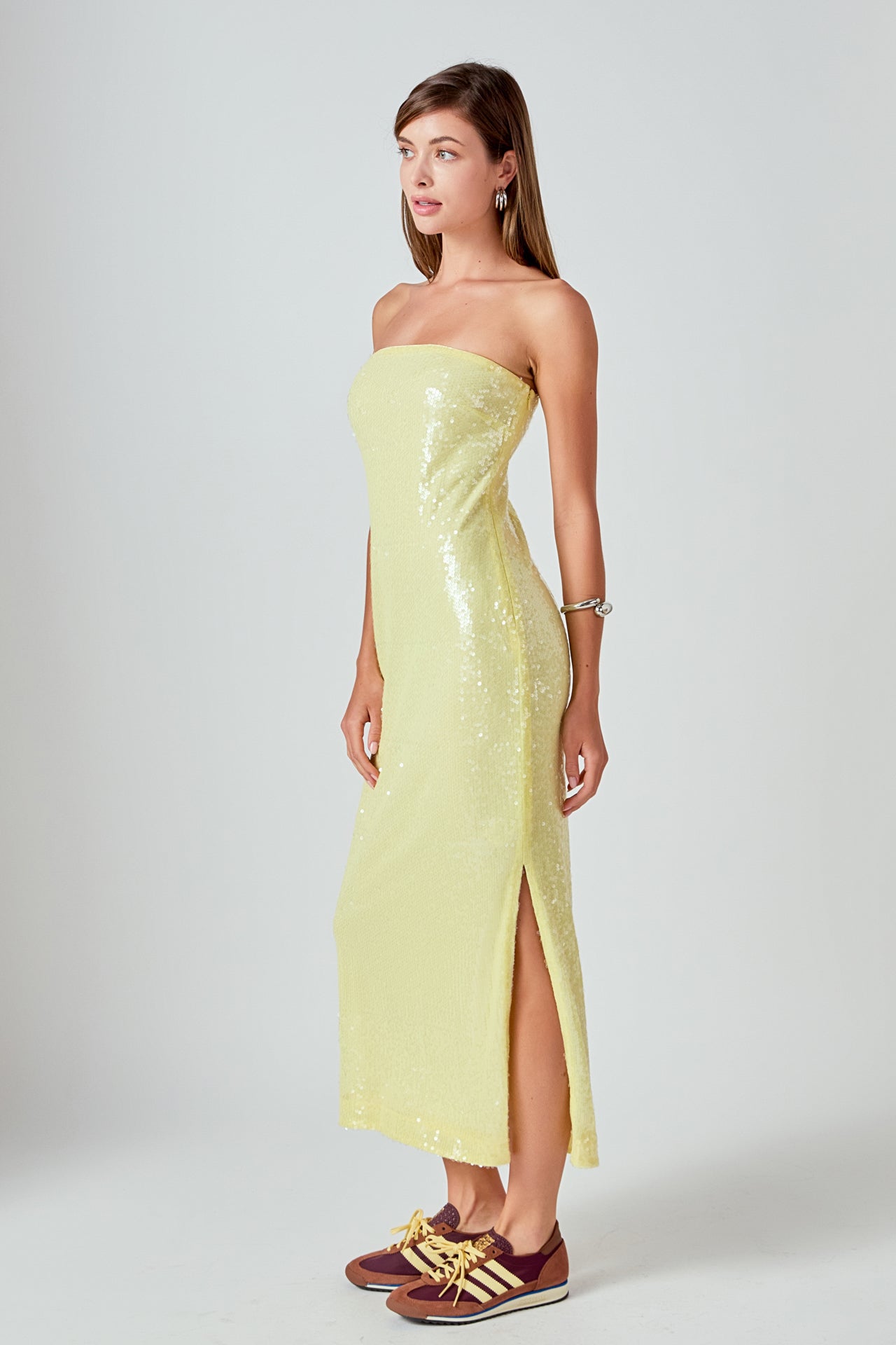 Strapless Sequins Maxi Dress