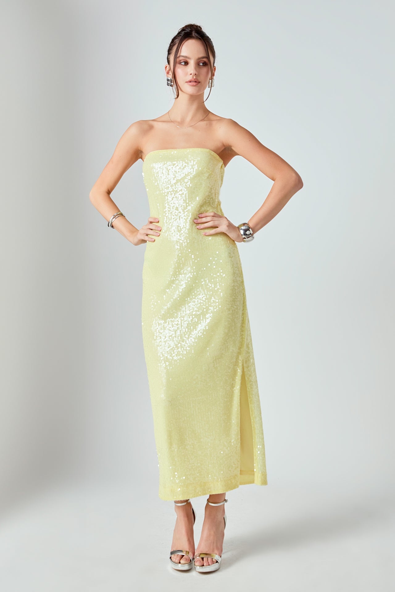 Strapless Sequins Maxi Dress