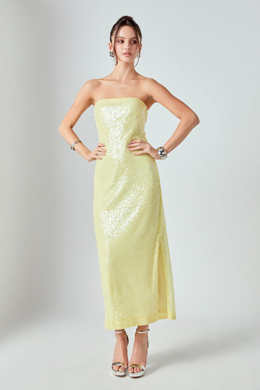 Strapless Sequins Maxi Dress