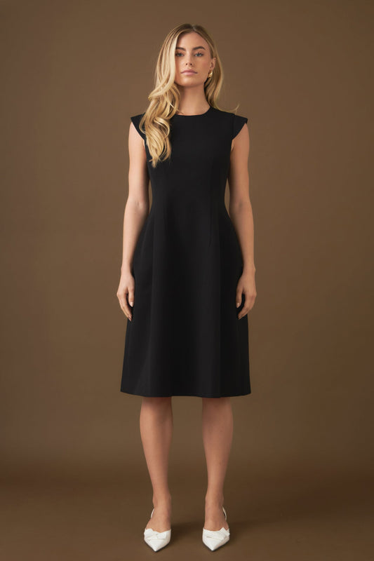 Voluminous Cap Sleeve Midi Dress