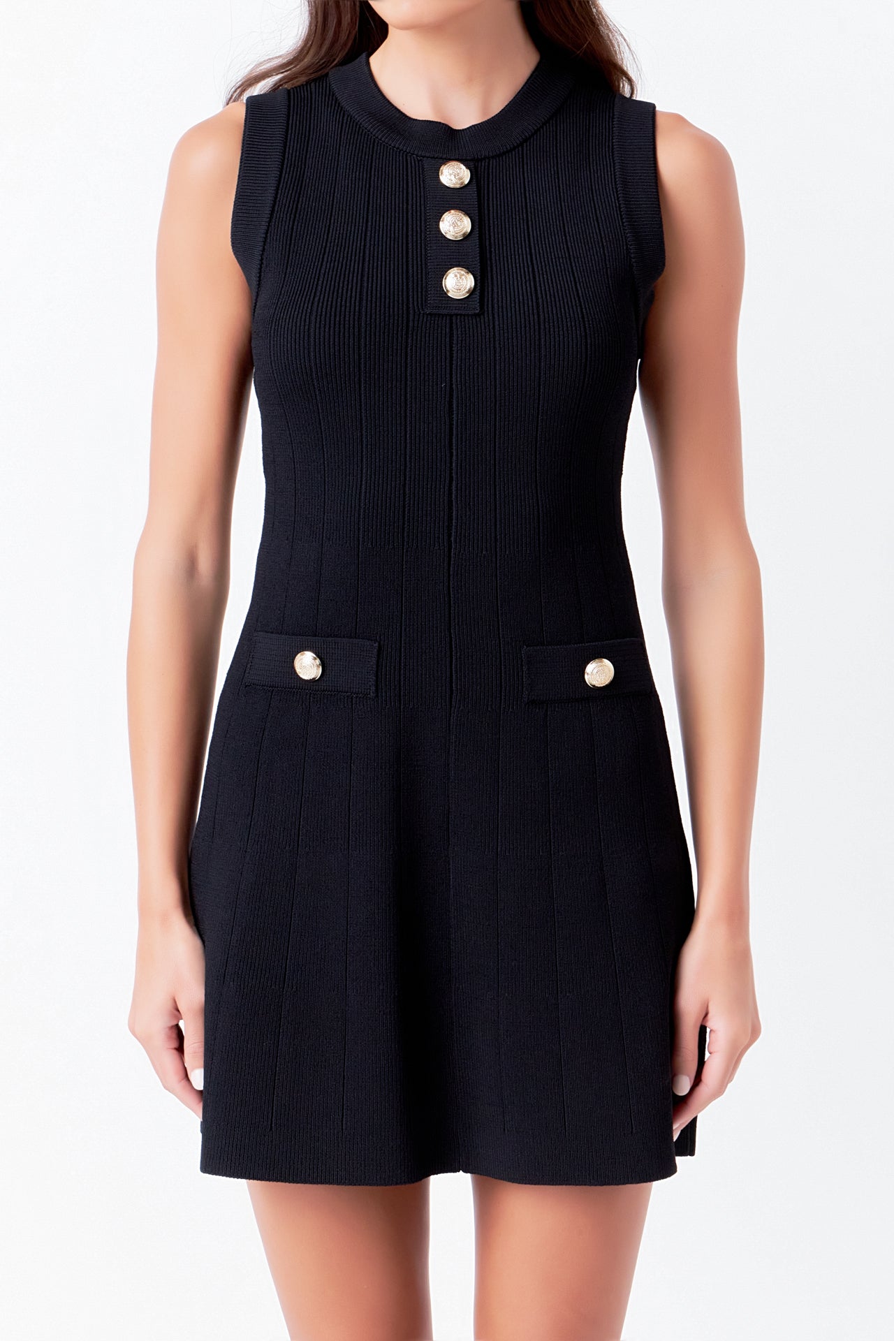 Shank Button Knit Mini Dress