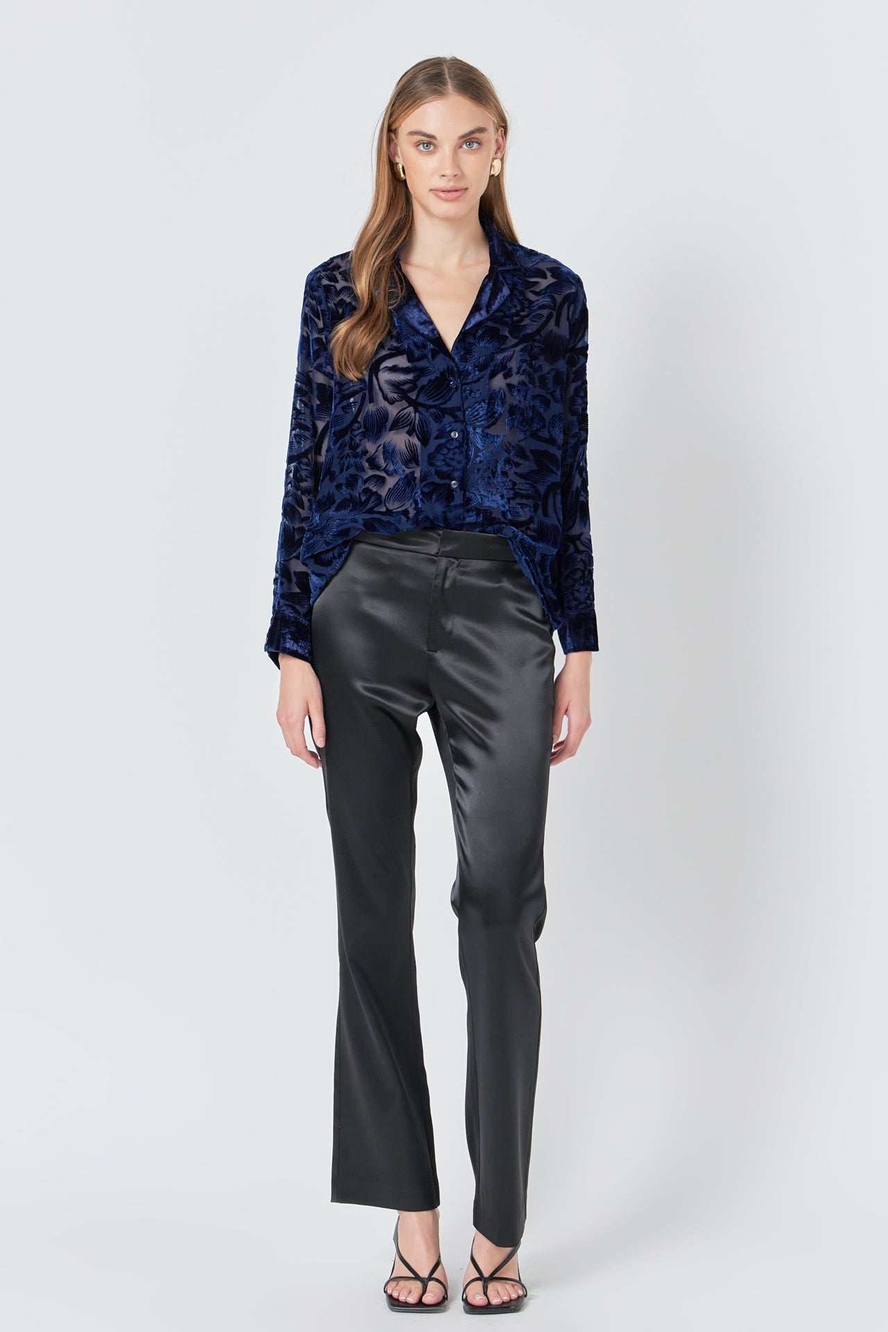 Velvet Burnout Collared Top