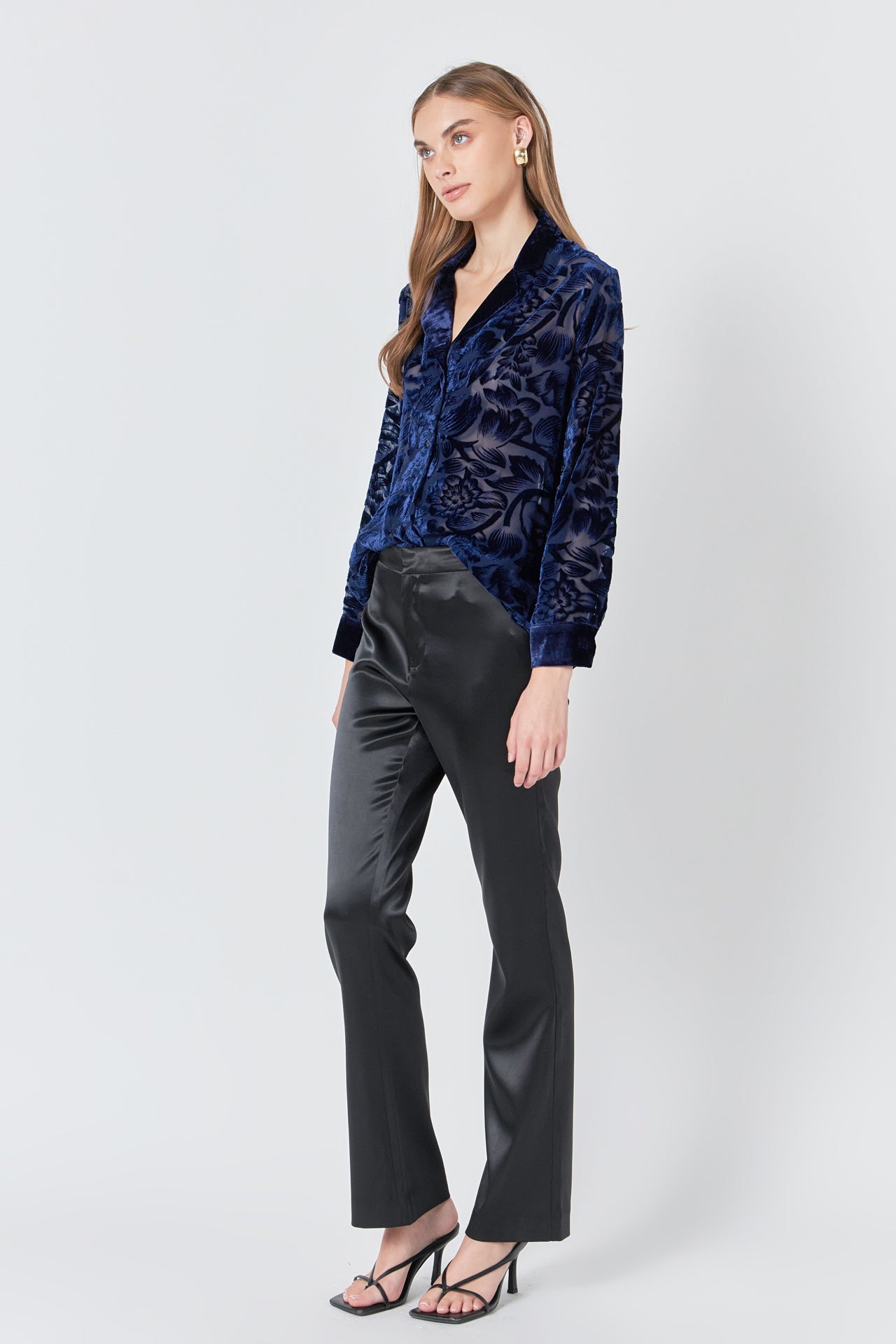 Velvet Burnout Collared Top