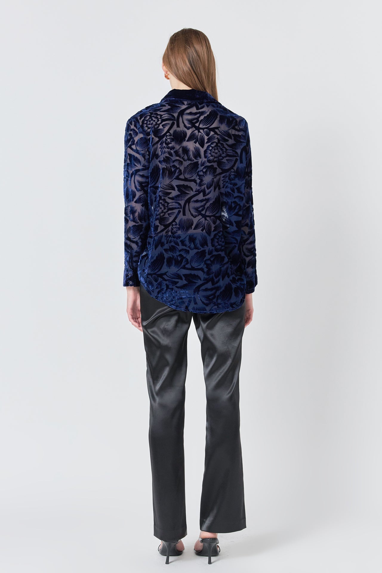 Velvet Burnout Collared Top