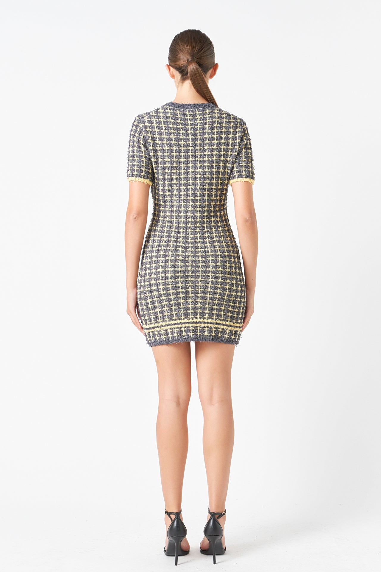 Check Sweater Mini Dress