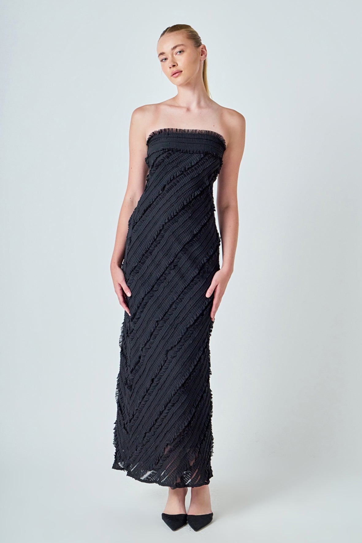 Strapless Ruffled Maxi Dress