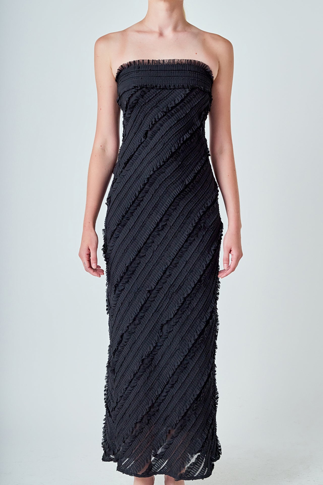 Strapless Ruffled Maxi Dress