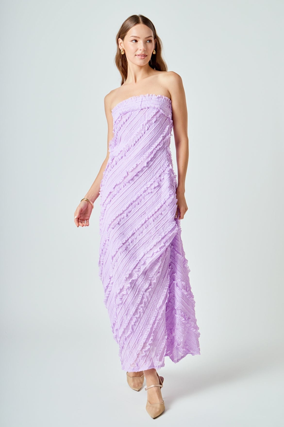 Strapless Ruffled Maxi Dress