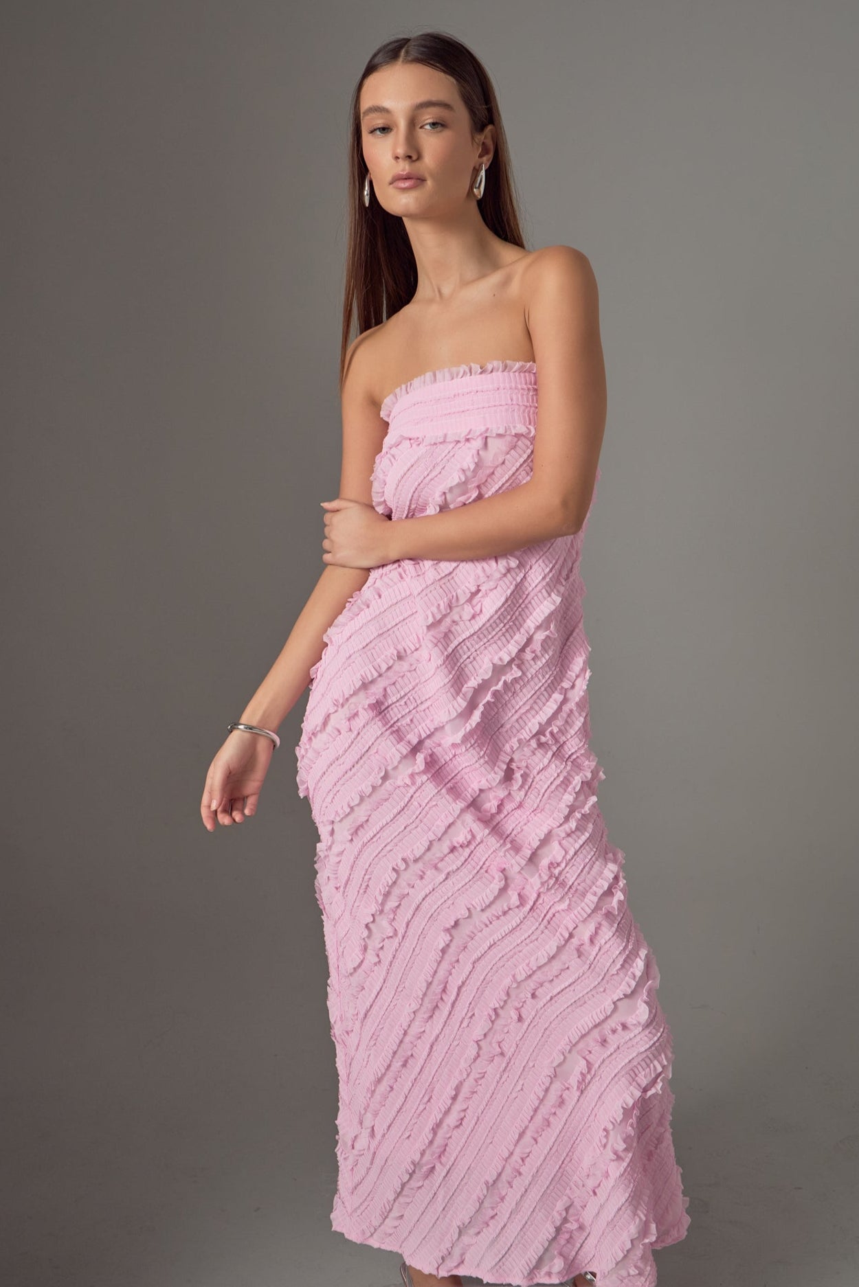 Strapless Ruffled Maxi Dress