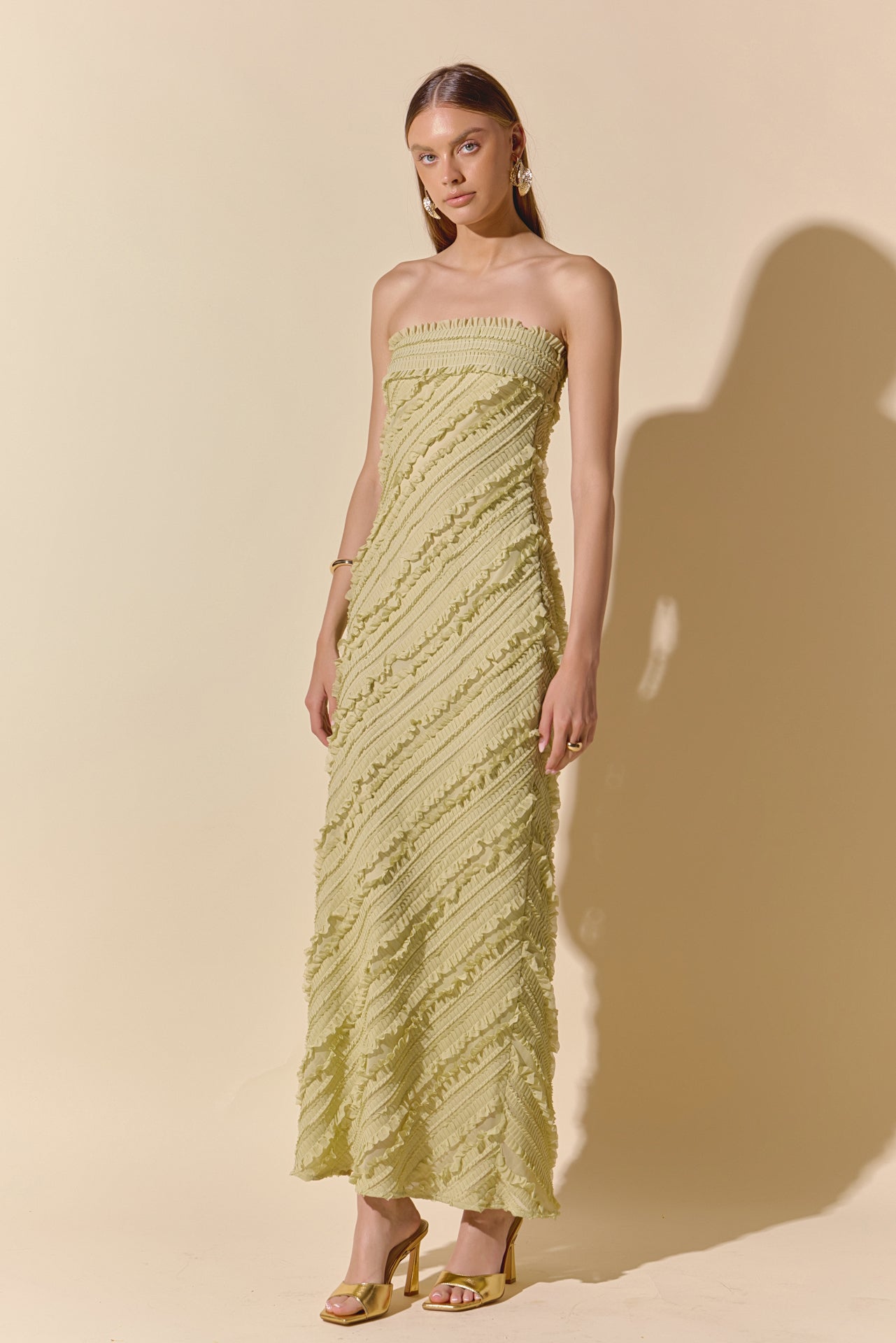Strapless Ruffled Maxi Dress
