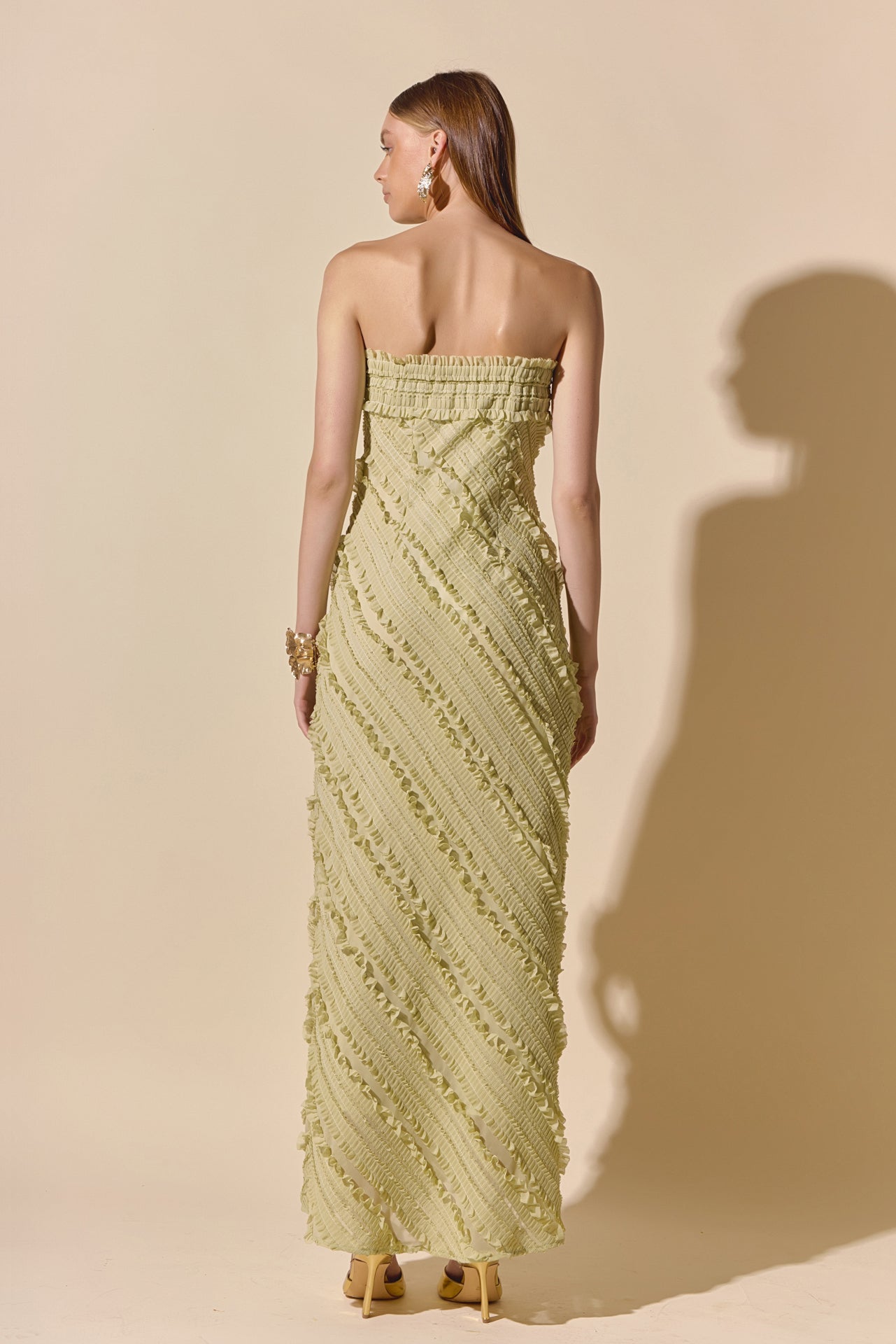 Strapless Ruffled Maxi Dress