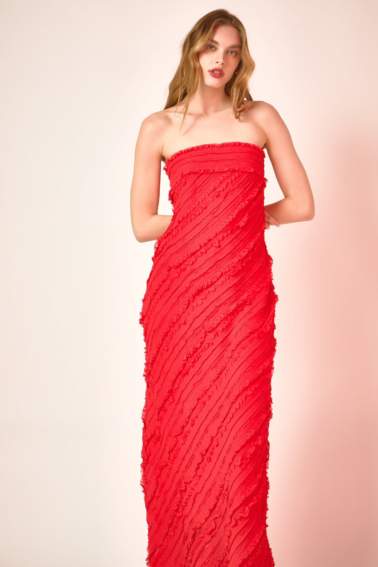 Strapless Ruffled Maxi Dress