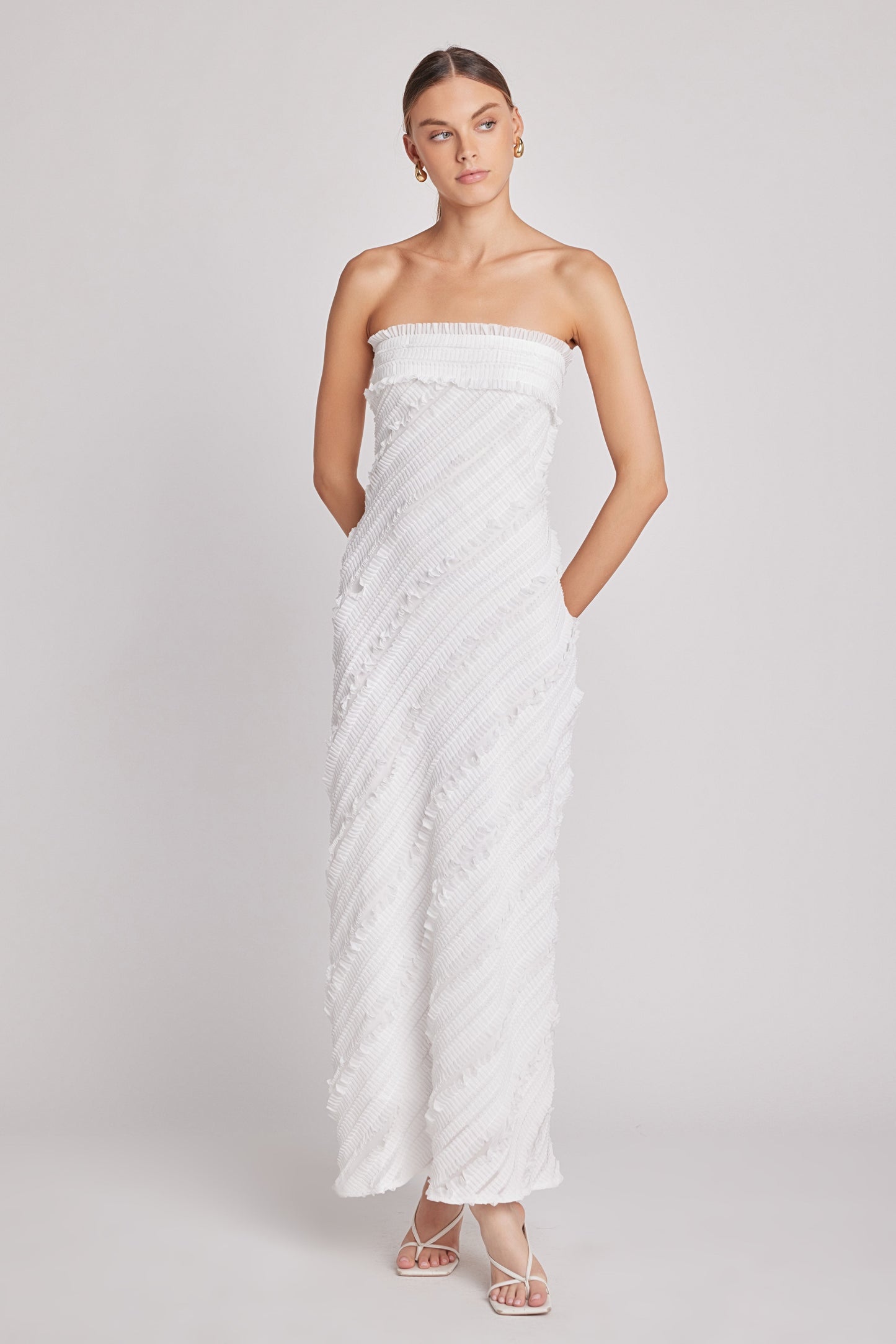 Strapless Ruffled Maxi Dress