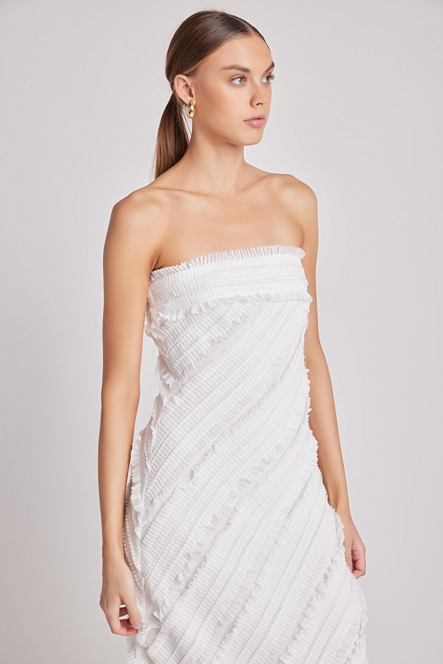 Strapless Ruffled Maxi Dress