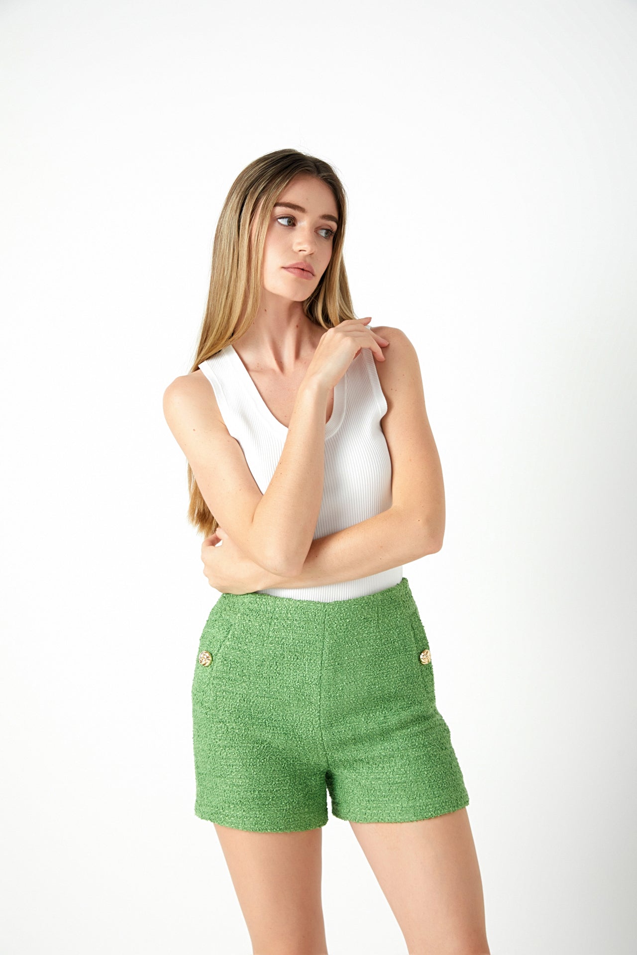 Tweed Buttoned Shorts