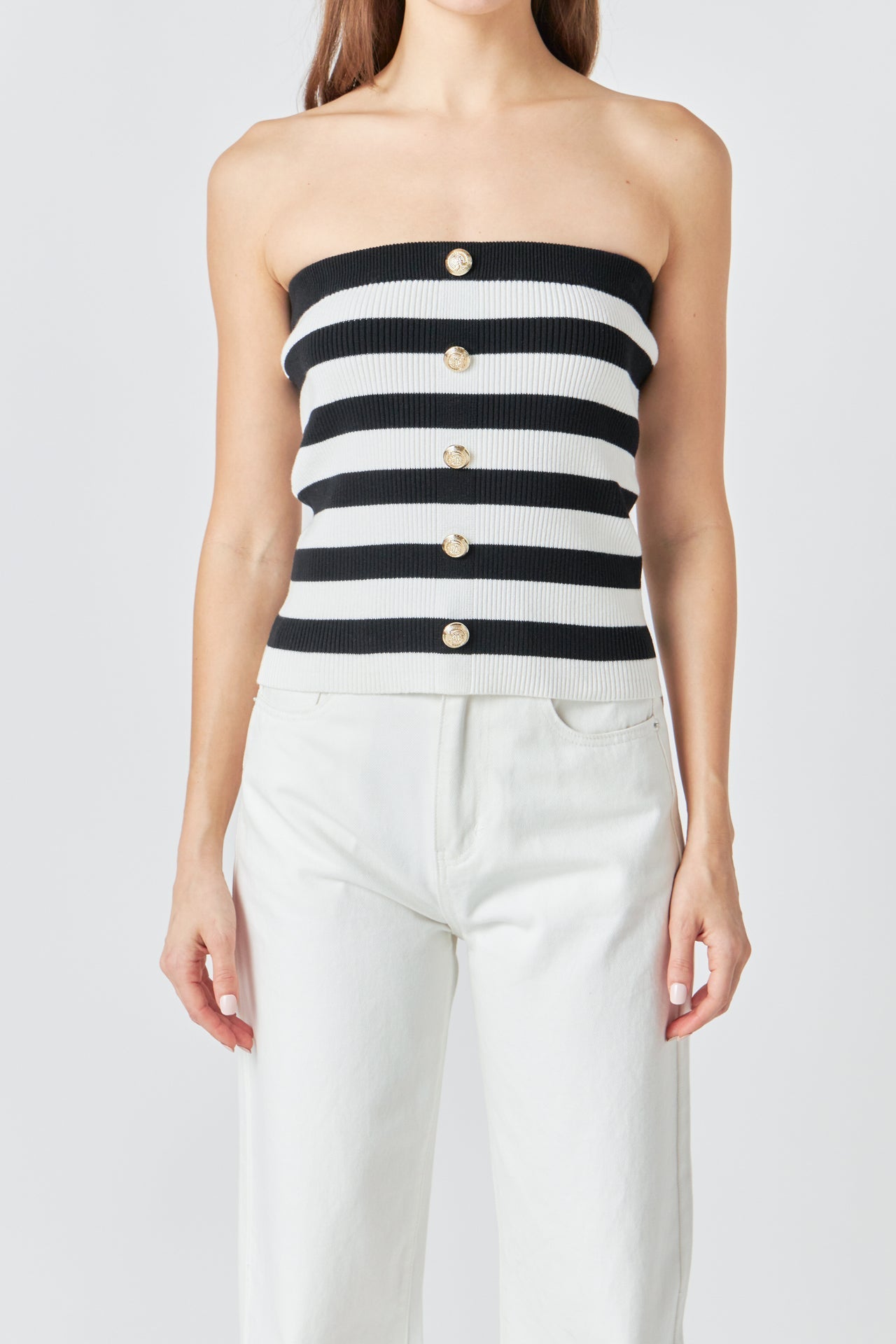Striped Strapless Top