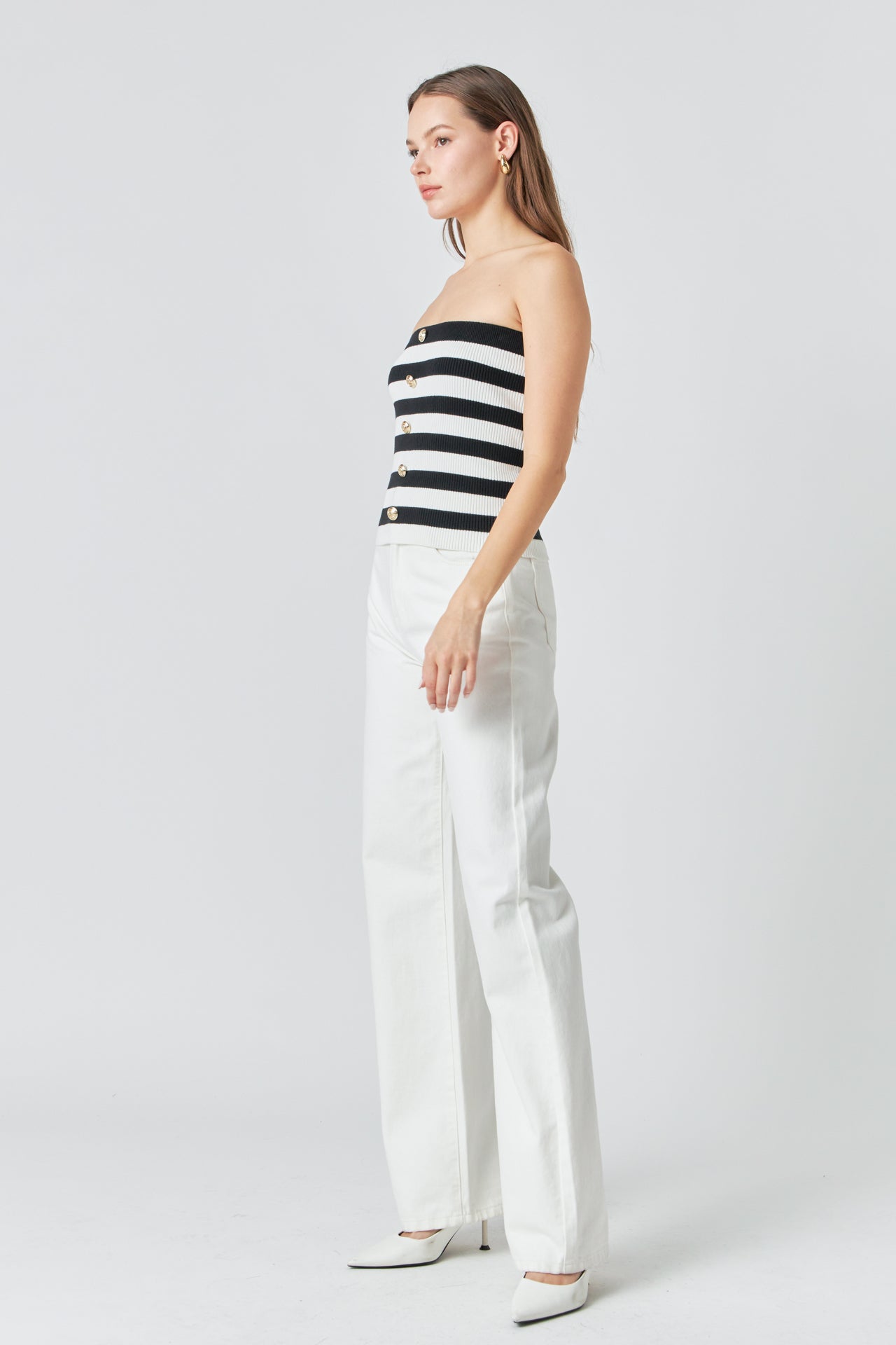 Striped Strapless Top