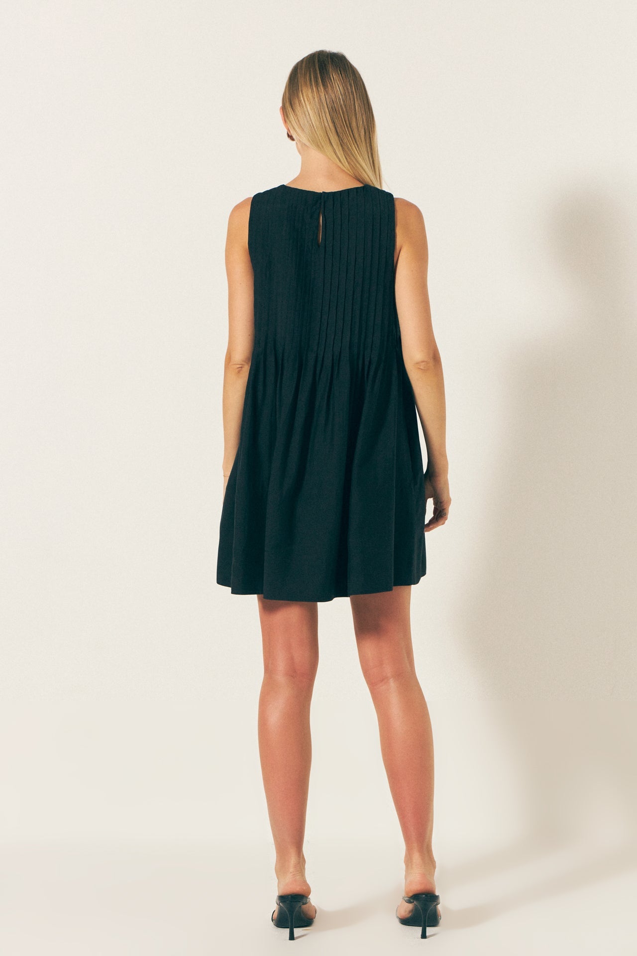 Pintuck Voluminous Mini Dress