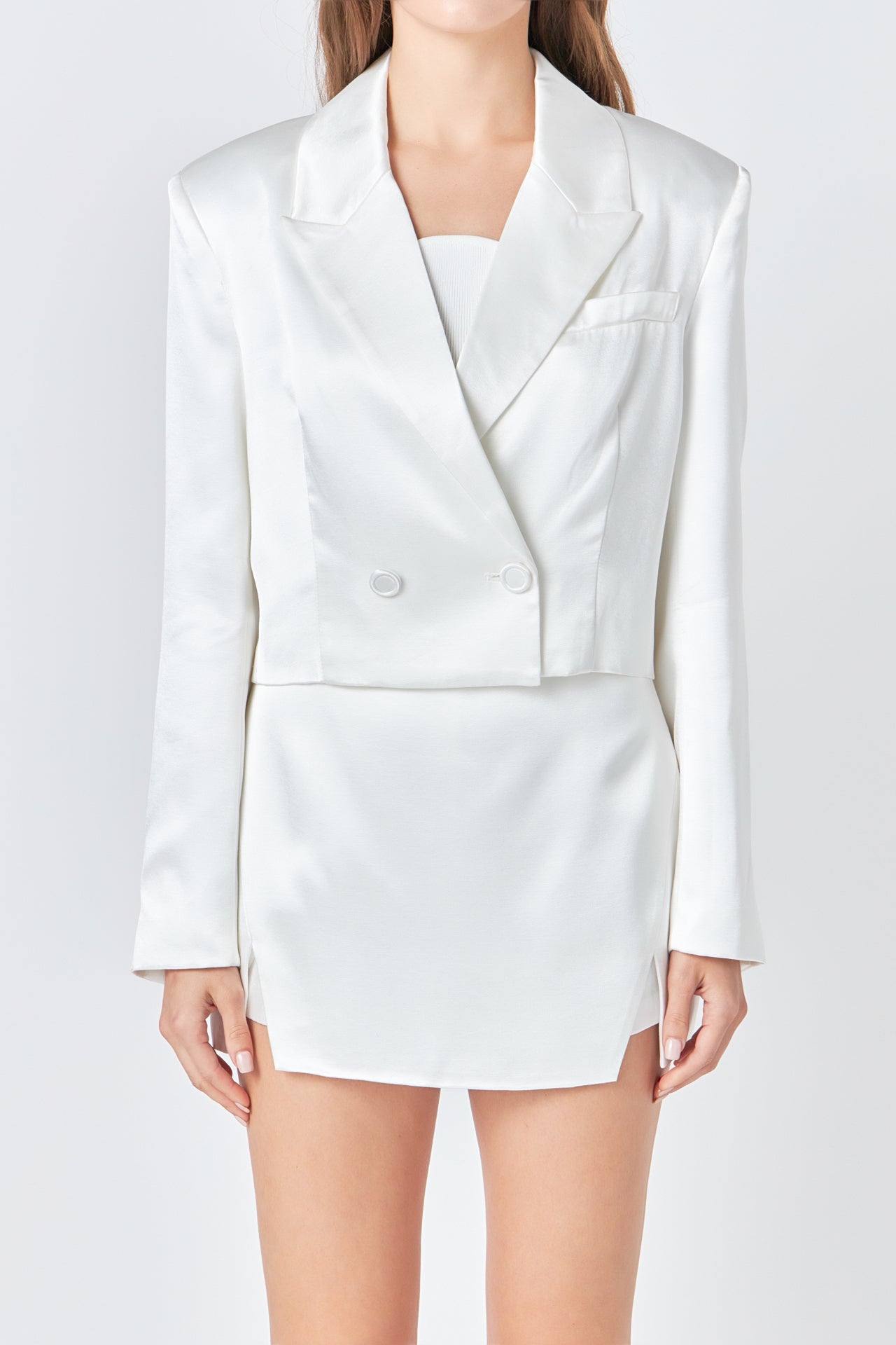 Cropped Double Breast Blazer