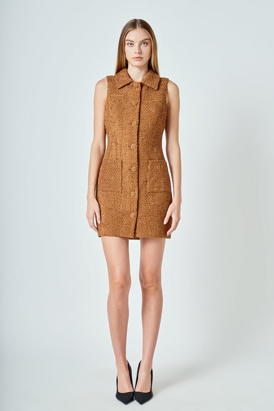 Tweed Collared Mini Dress