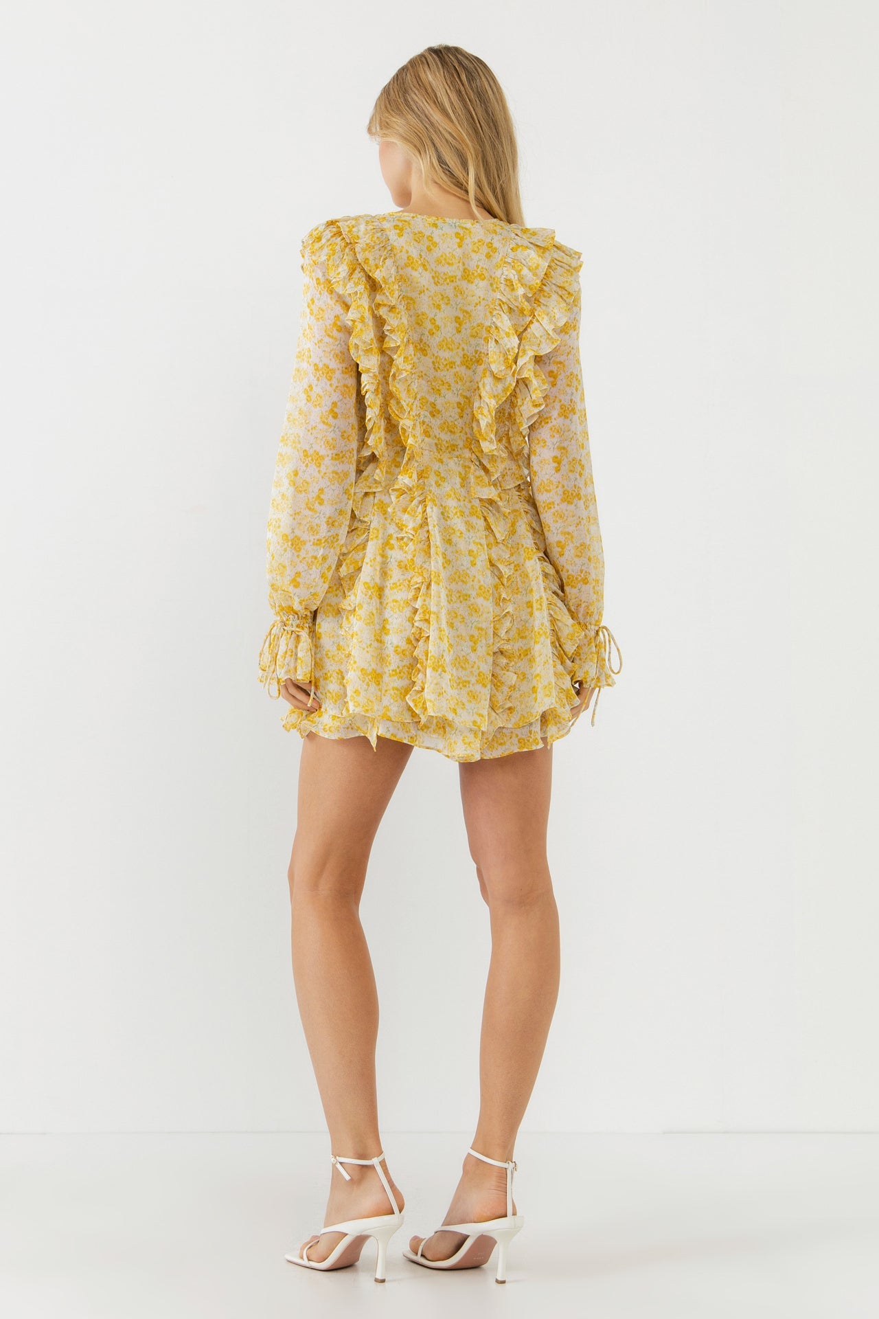 Chiffon Floral Ruffled Mini Dress