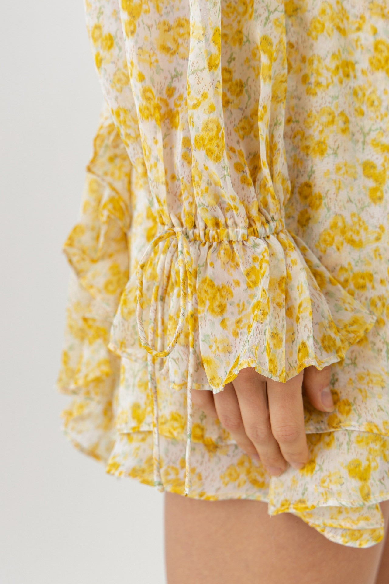 Chiffon Floral Ruffled Mini Dress