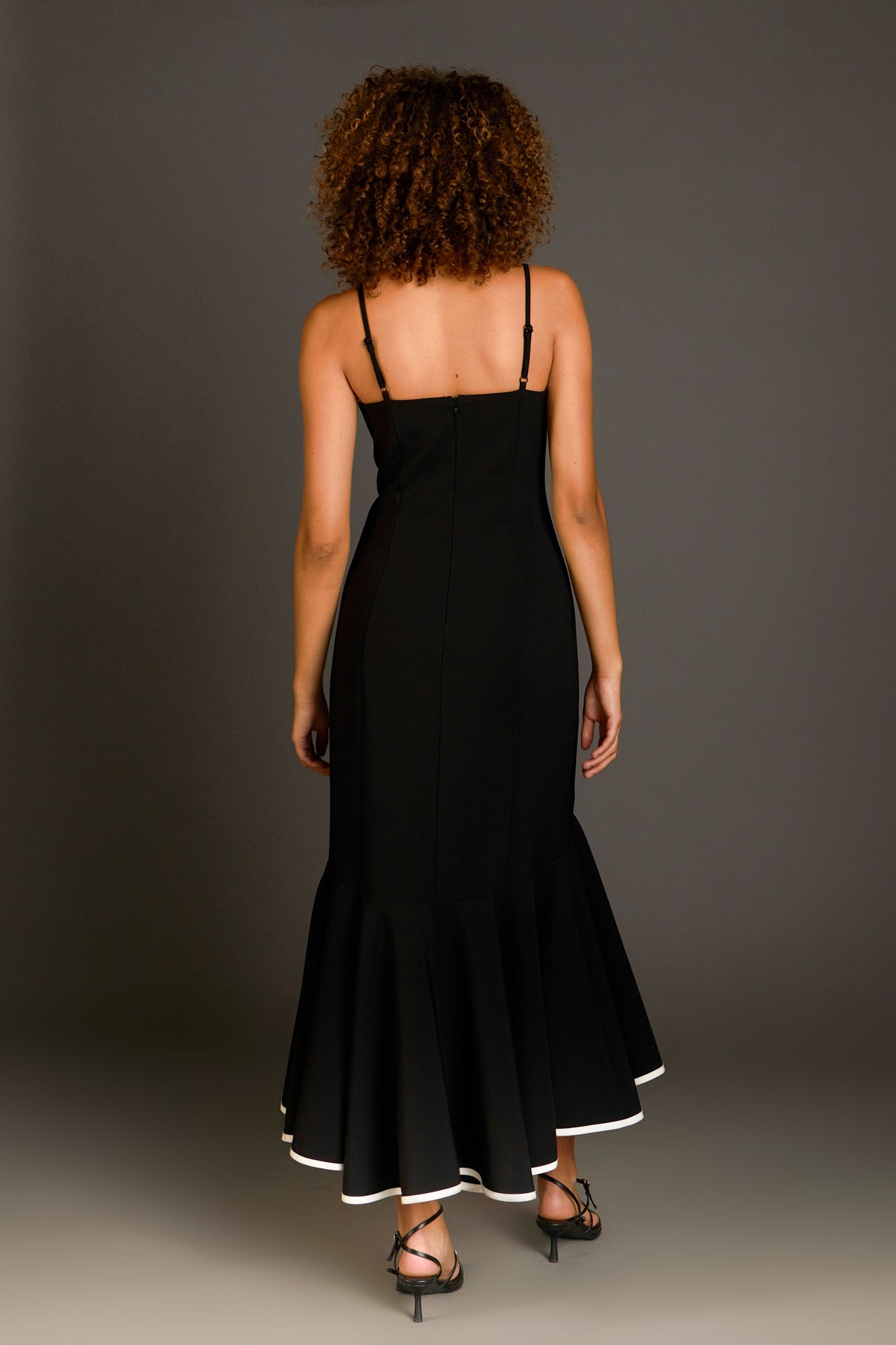 Contrast Binding Flounce Maxi Dress