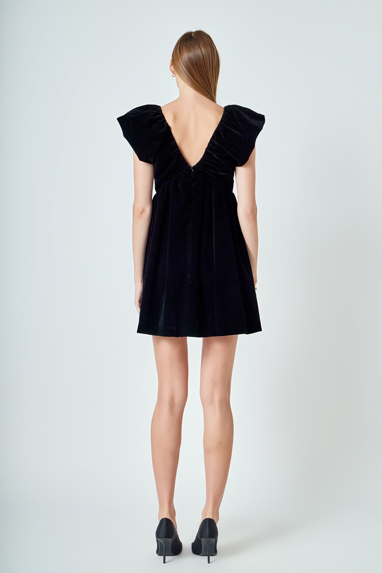 Velvet Satin Bow Mini Dress