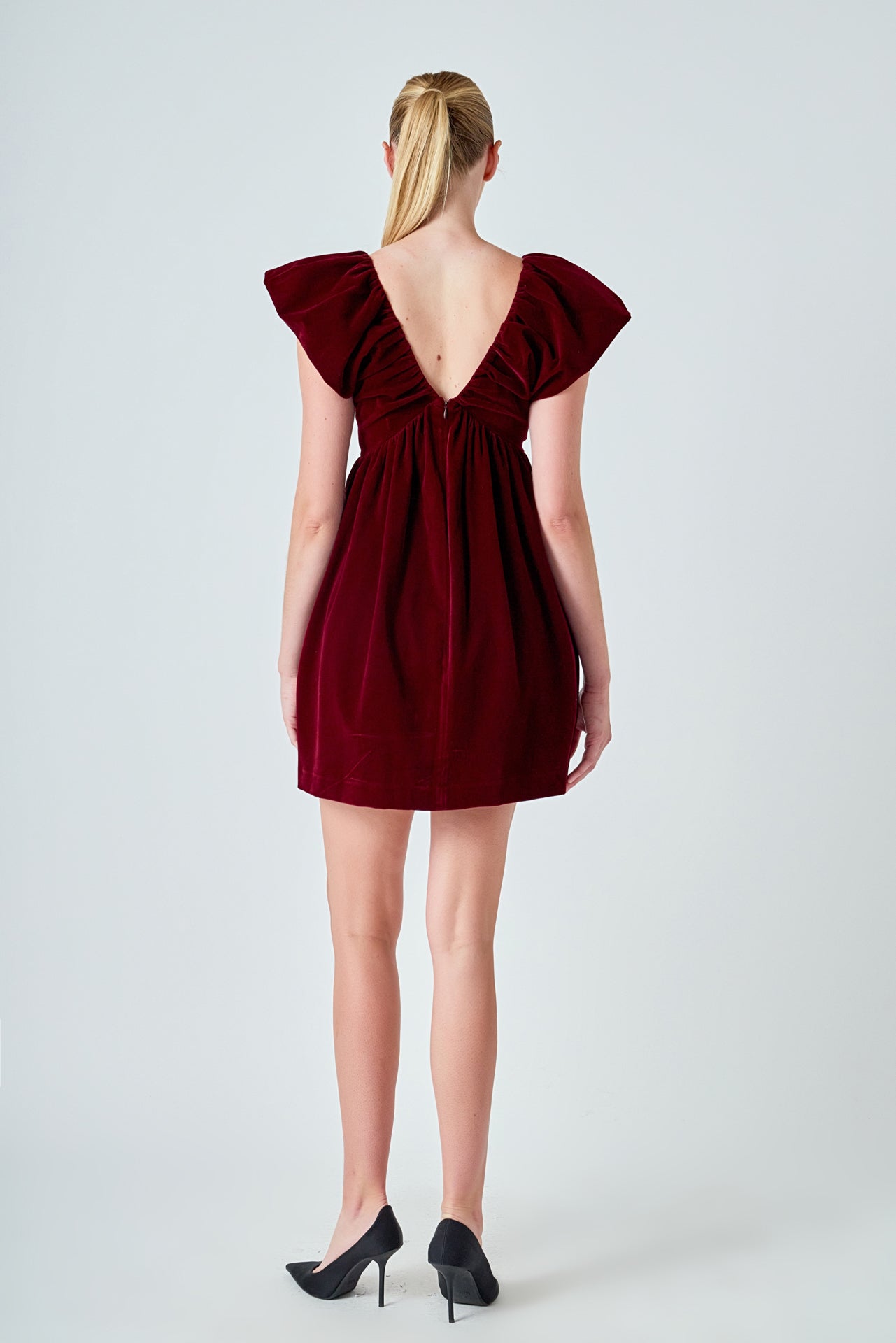 Velvet Satin Bow Mini Dress
