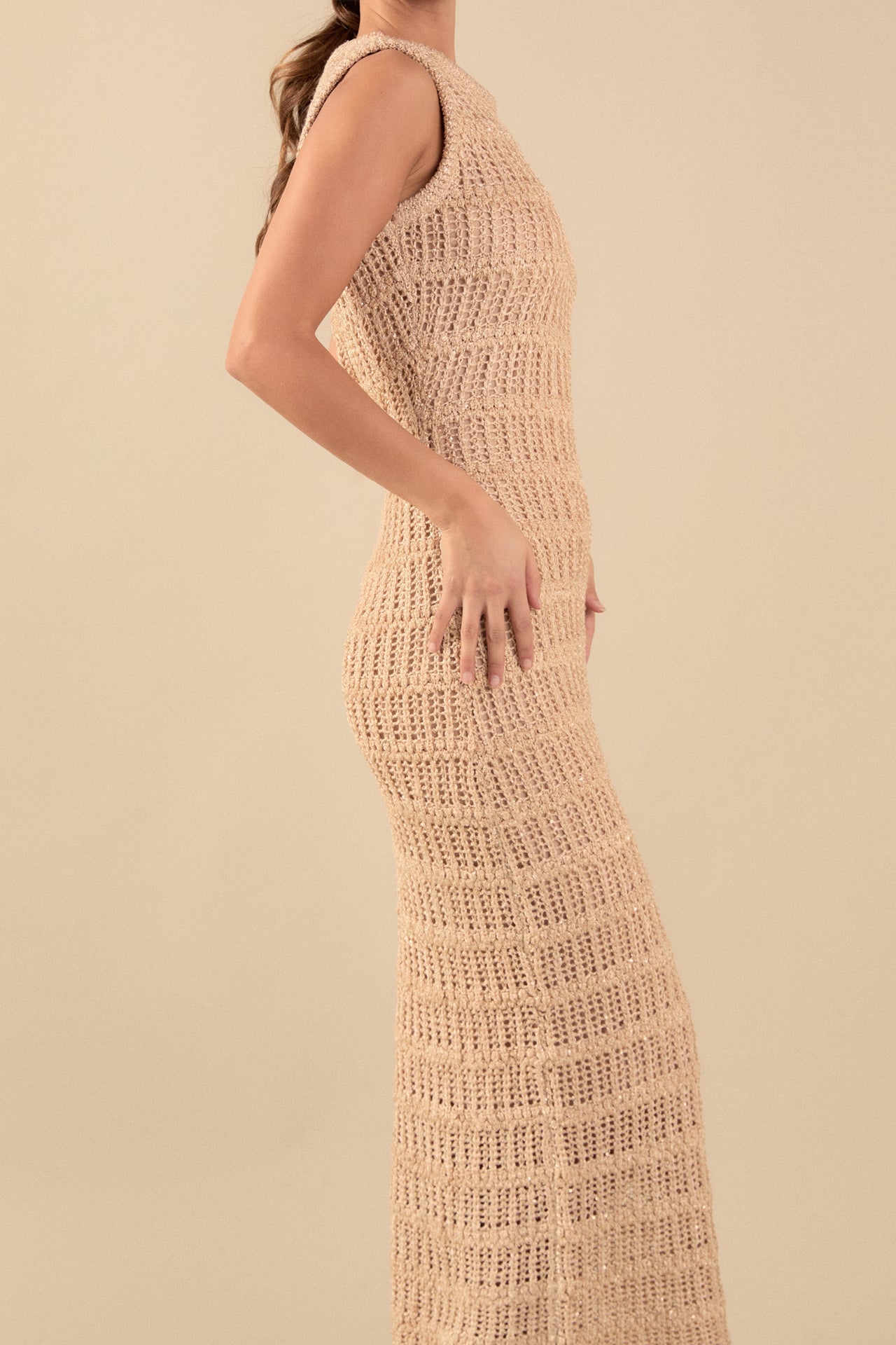 Gigi Sequin Knit Sleeveless Maxi Dress