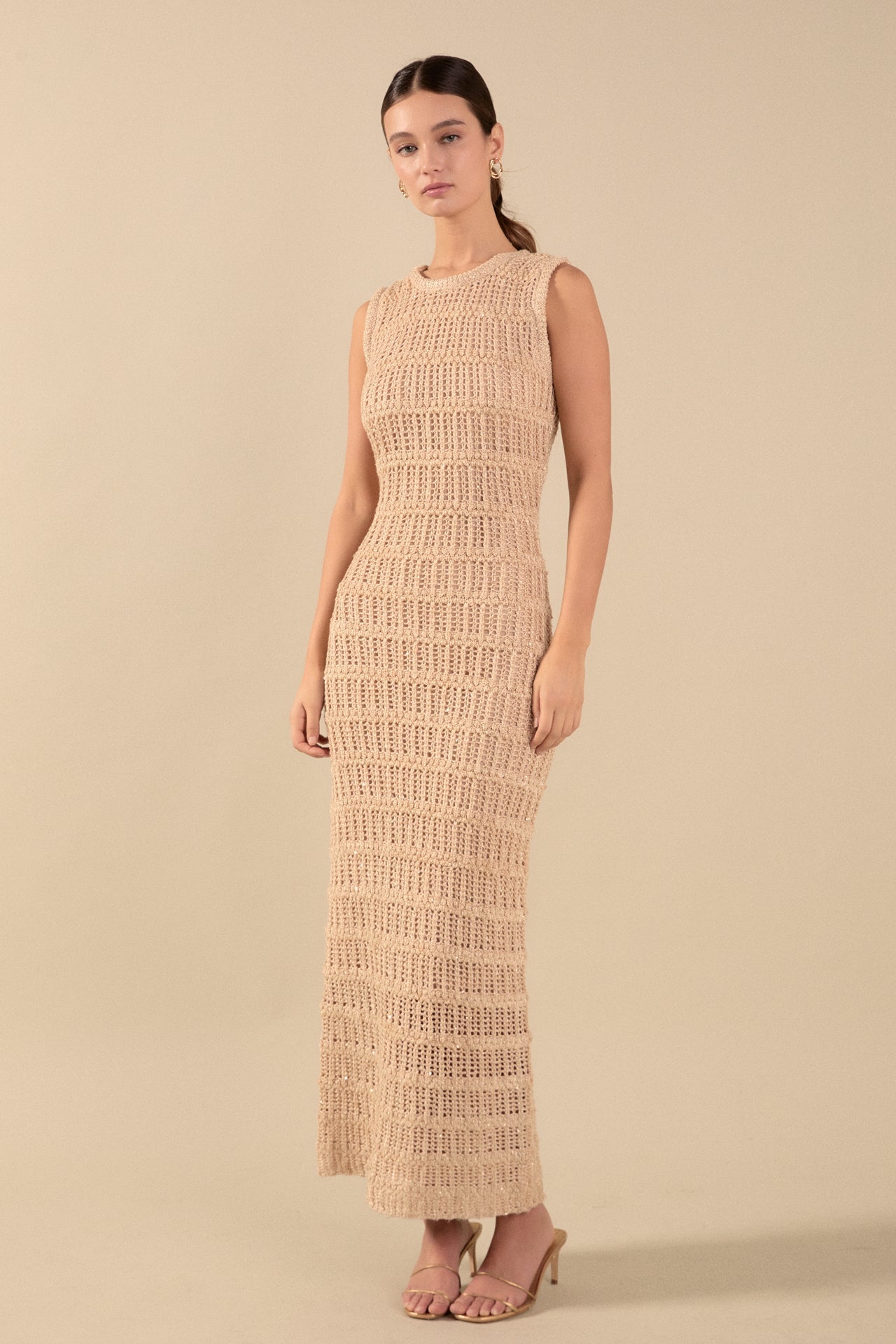 Gigi Sequin Knit Sleeveless Maxi Dress