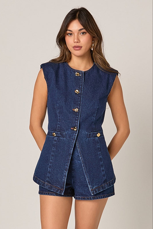 Denim Buttoned Vest