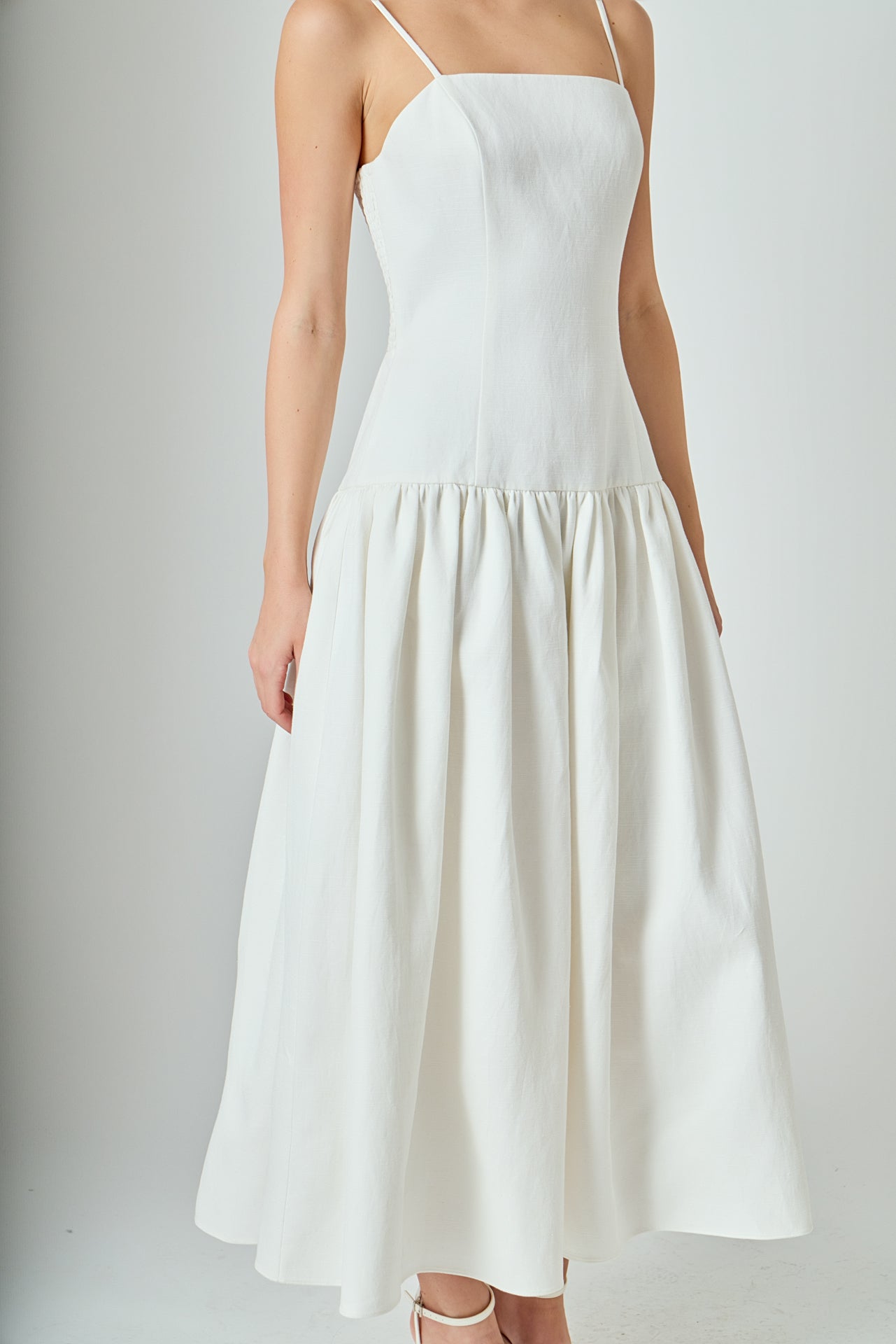 Linen Drop Waist Maxi Dress