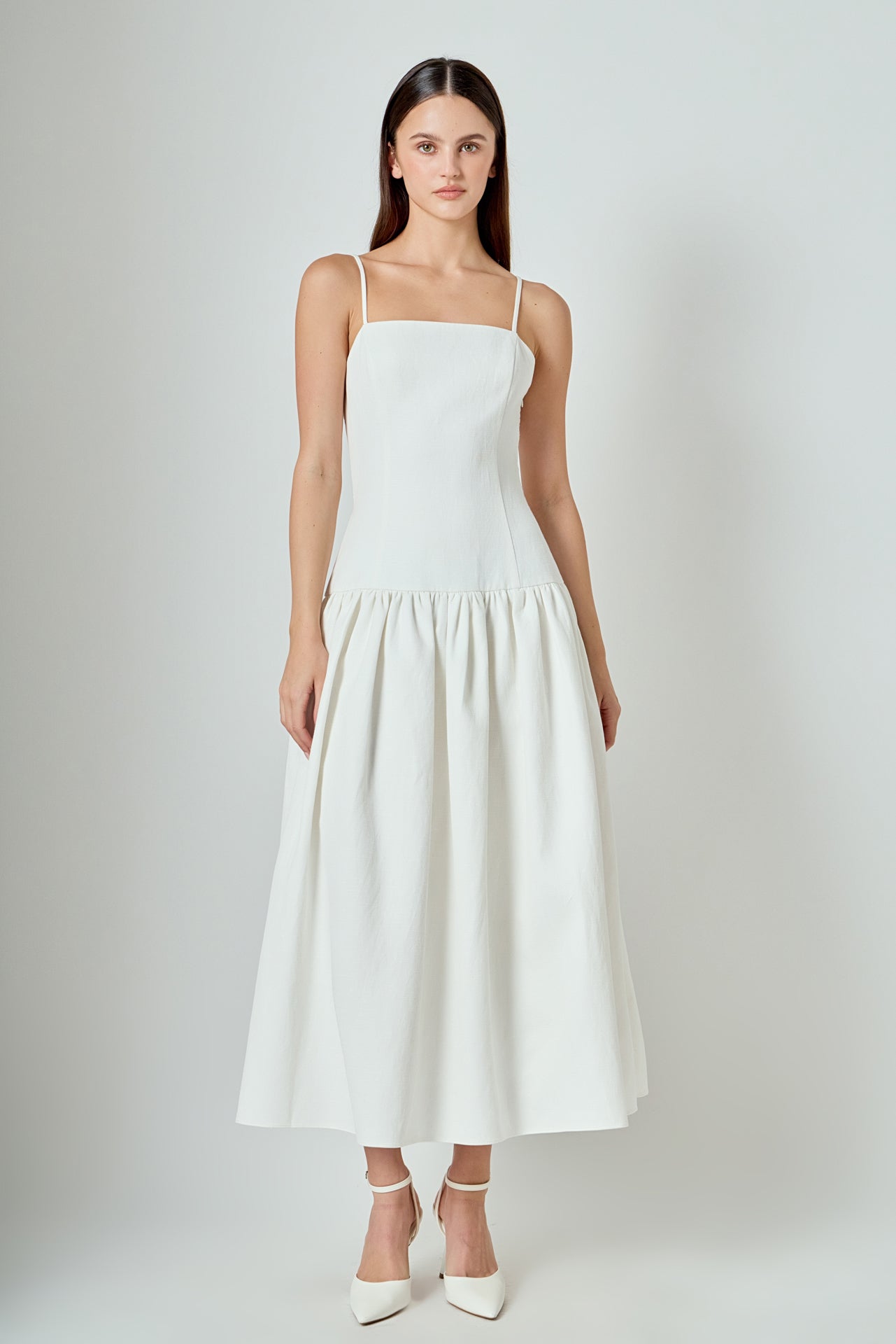 Linen Drop Waist Maxi Dress