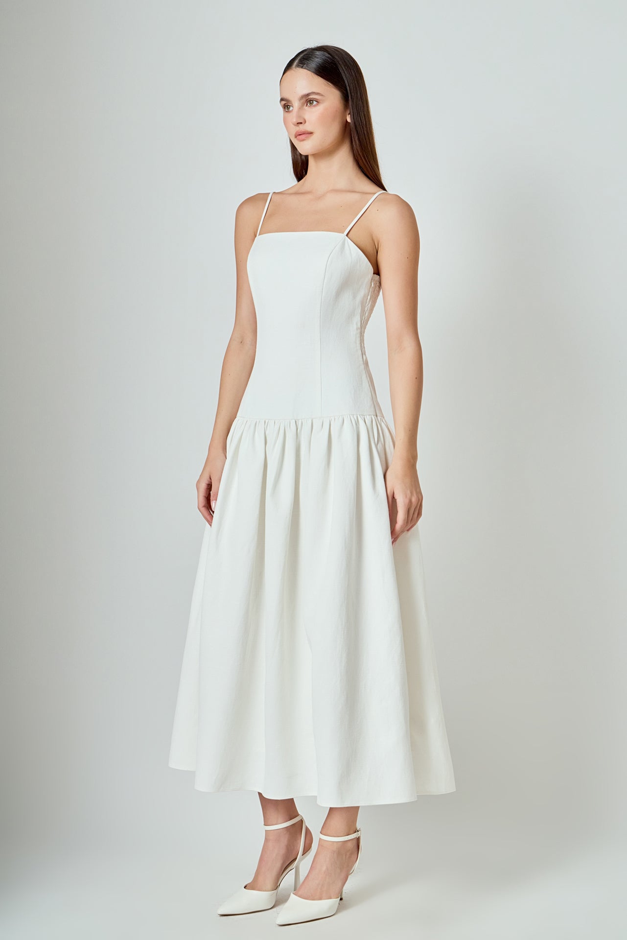 Linen Drop Waist Maxi Dress