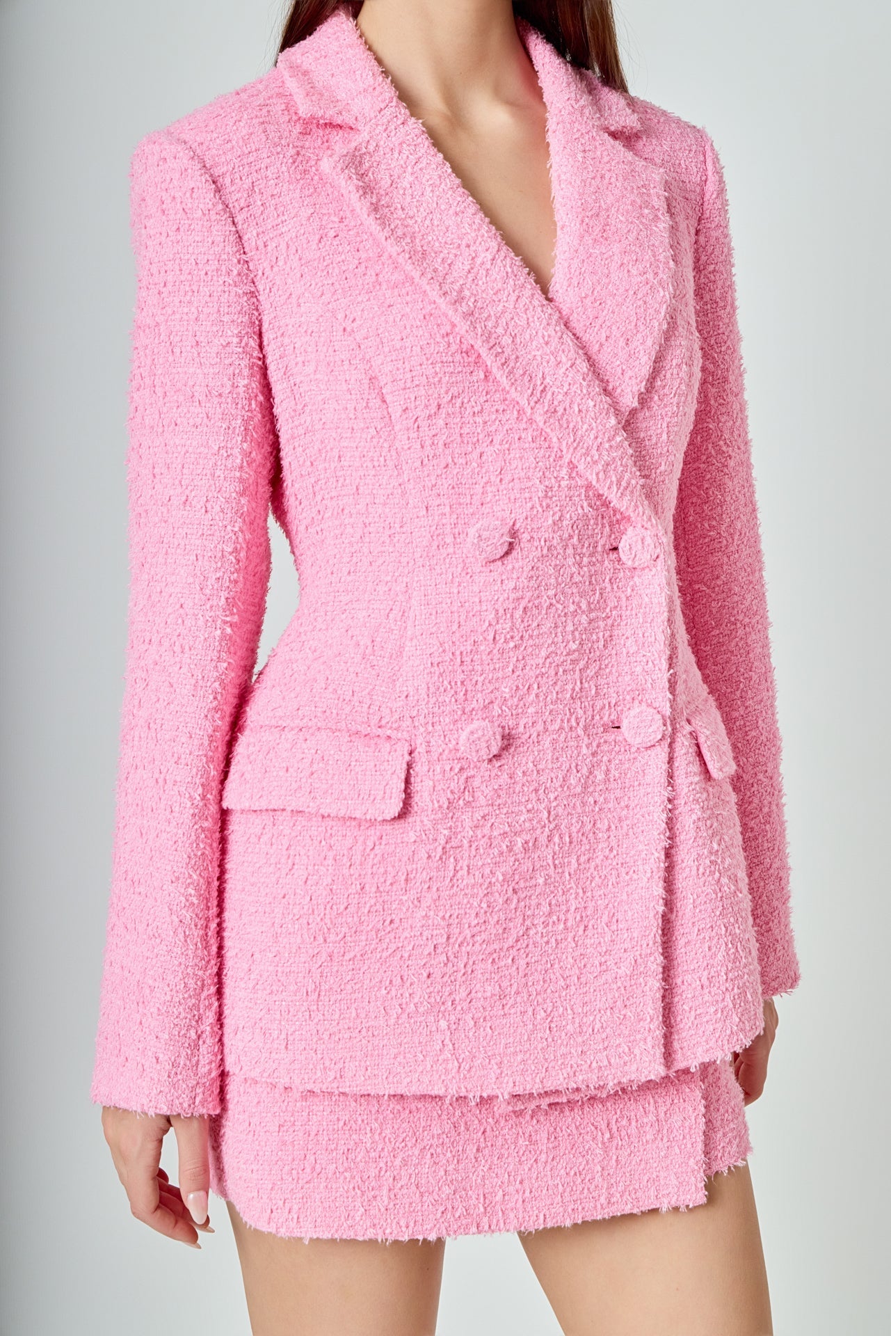 Emily Tweed Cinched Double Breasted Blazer