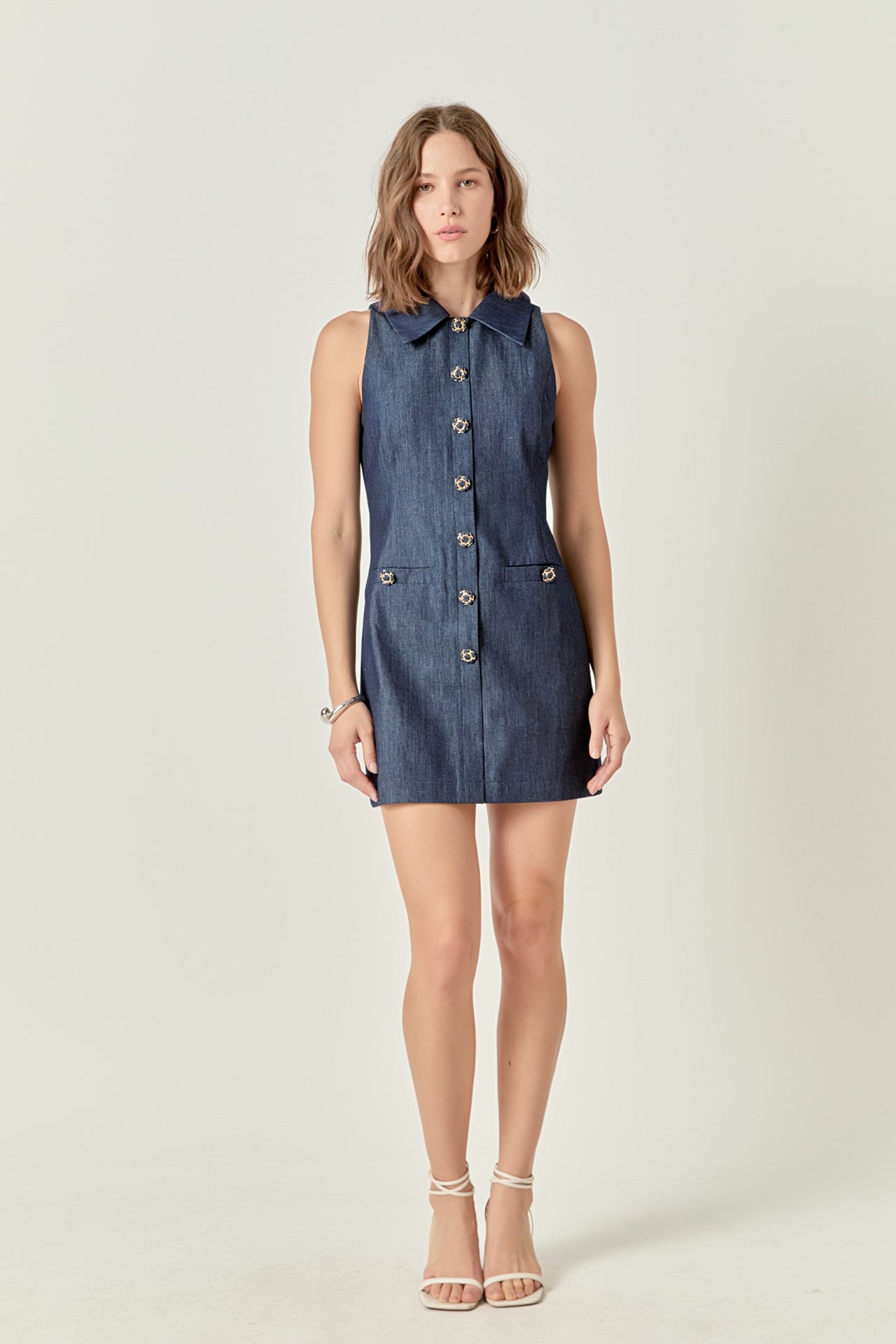 Denim Collared Mini Dress