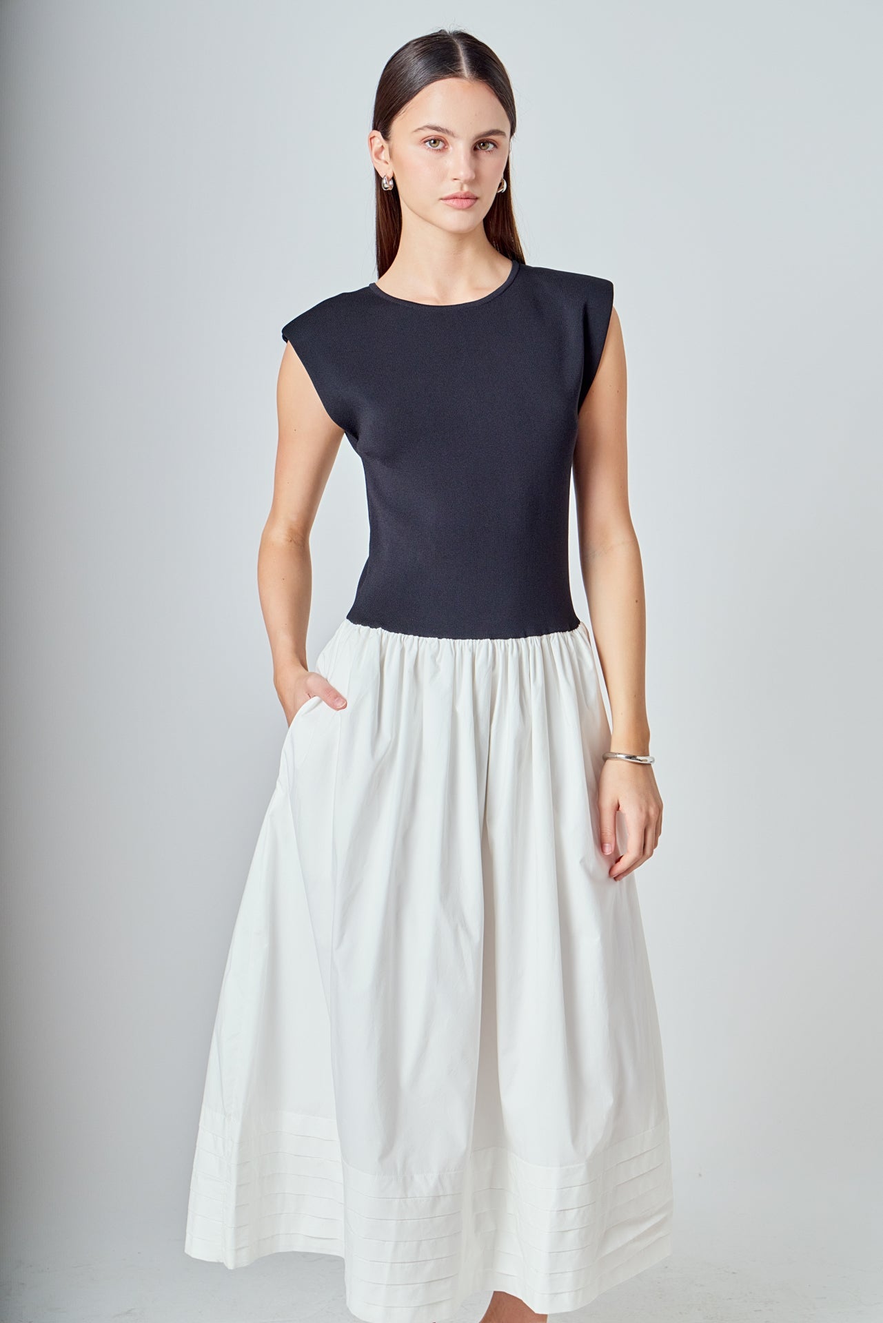 Mix Media Knit Midi Dress