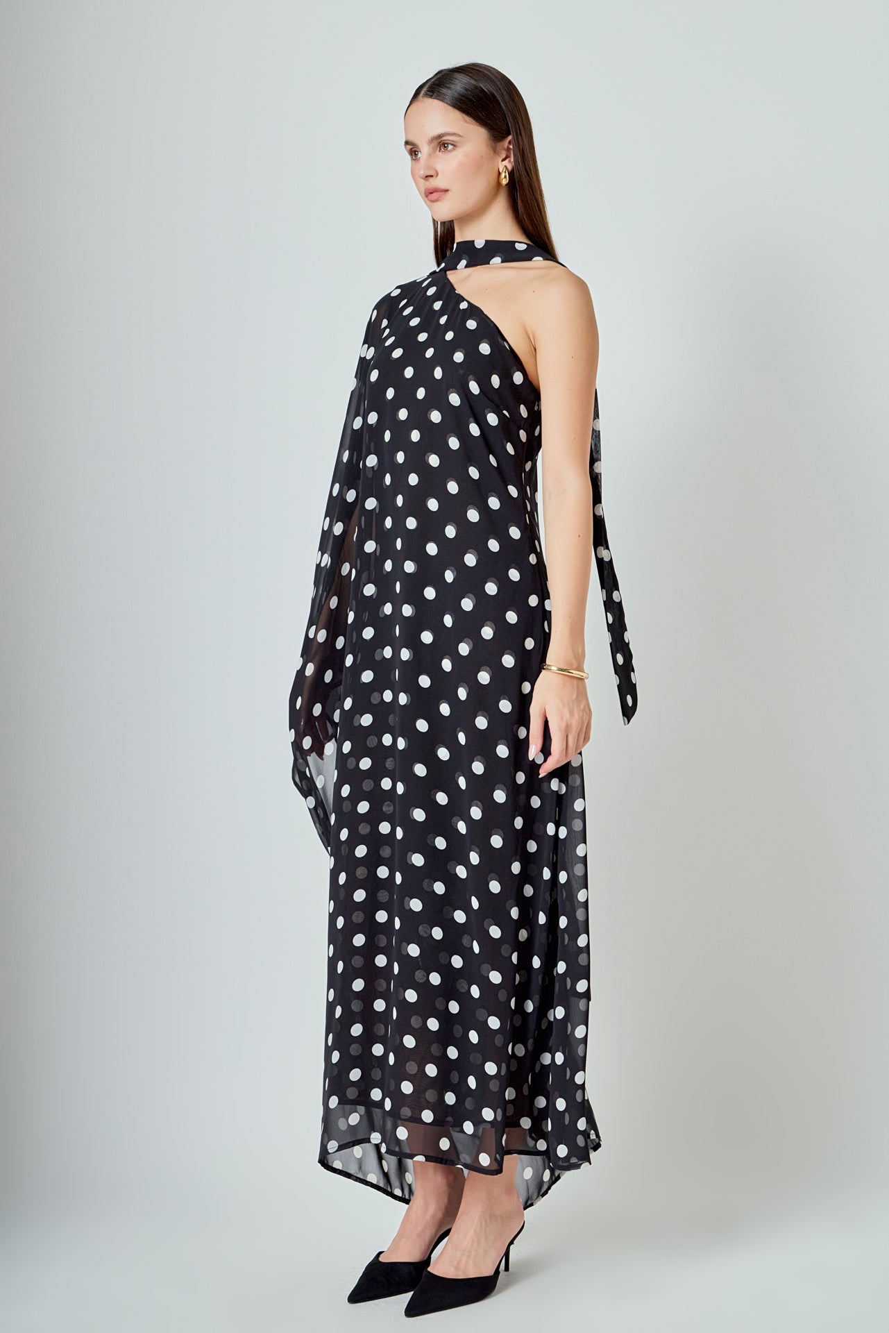 Sash Polka Dot Maxi Dress