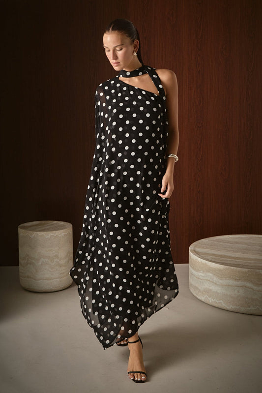 Sash Polka Dot Maxi Dress