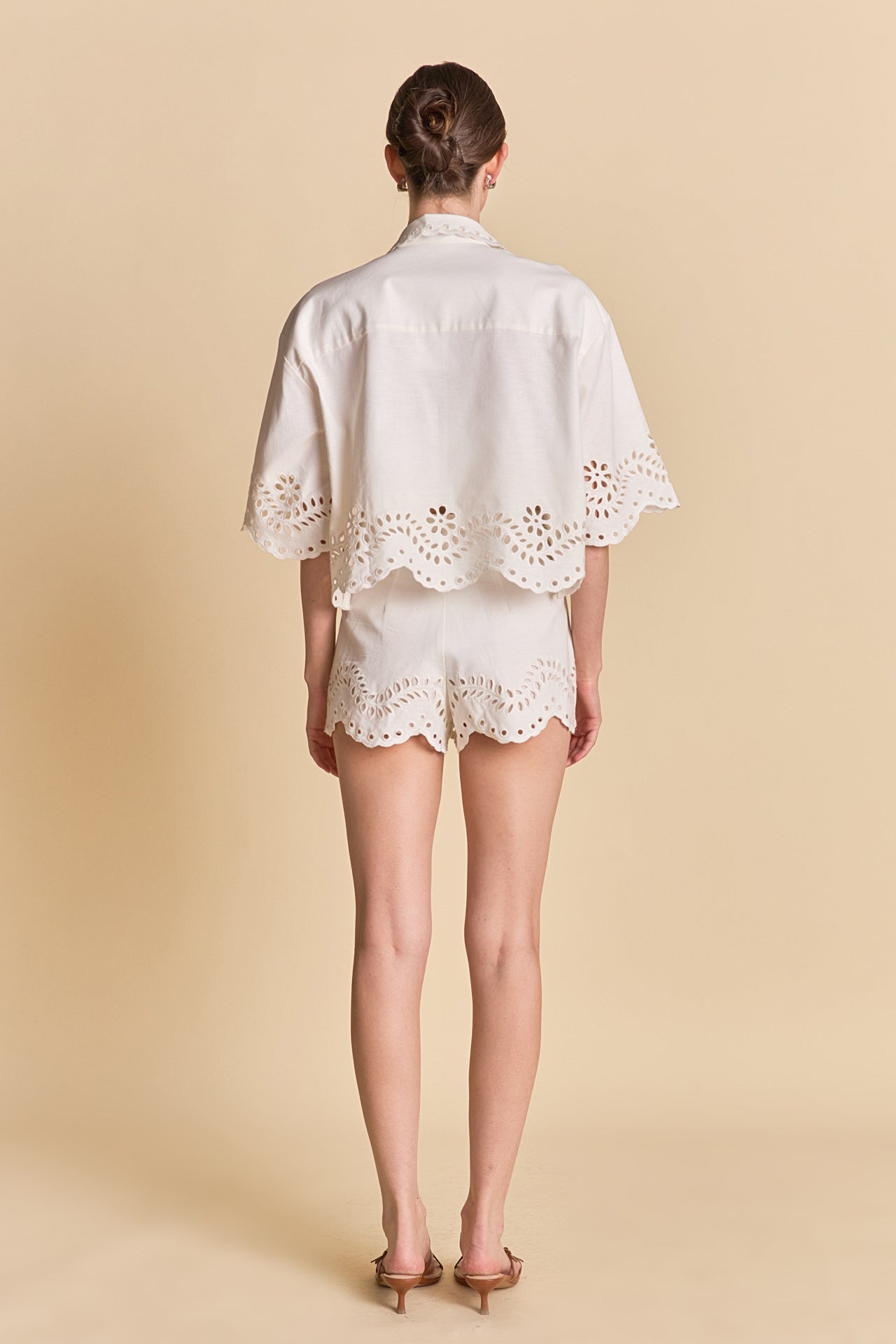 Embroidered Shirt and Strapless Top Set