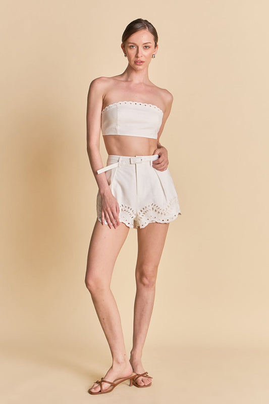 Embroidered High Waisted Relaxed shorts