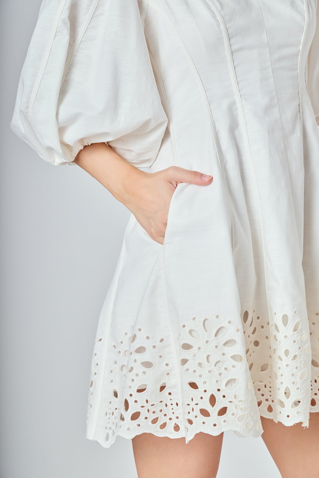 Embroidered Half Sleeve Mini Dress