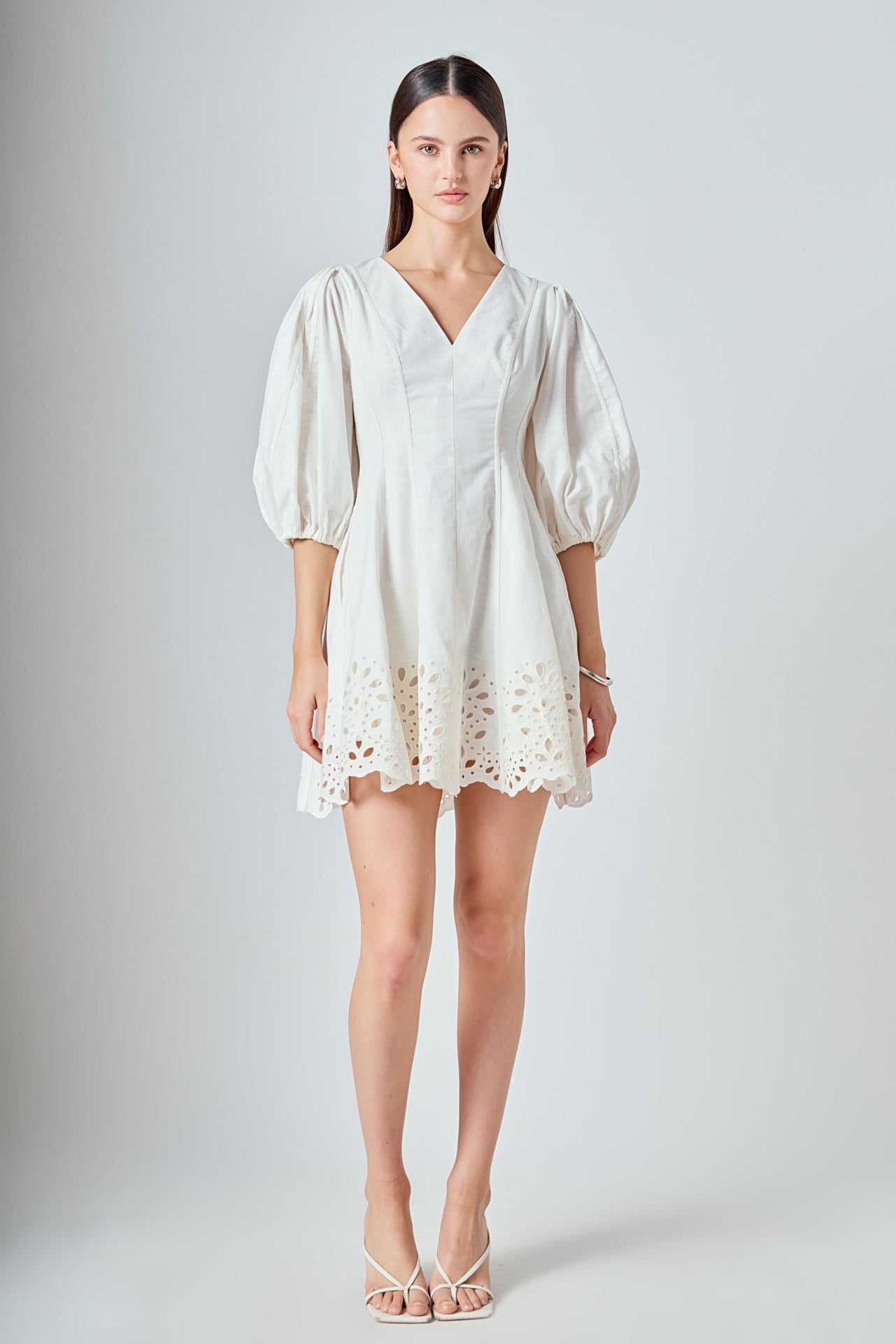 Embroidered Half Sleeve Mini Dress