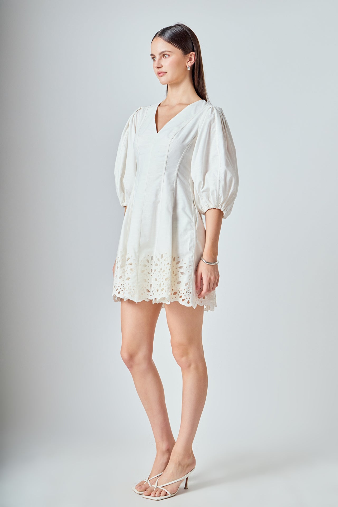 Embroidered Half Sleeve Mini Dress