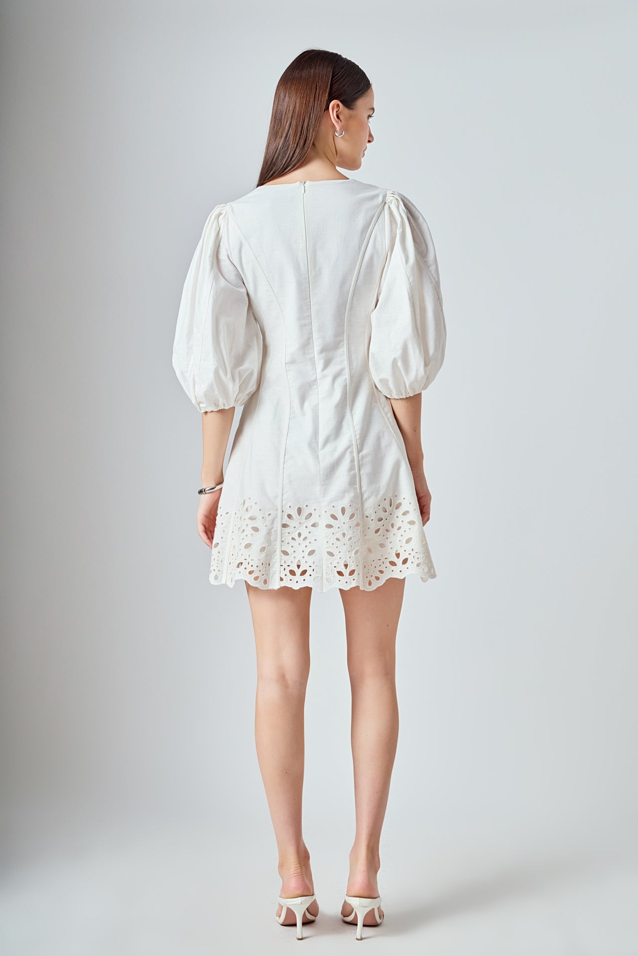 Embroidered Half Sleeve Mini Dress